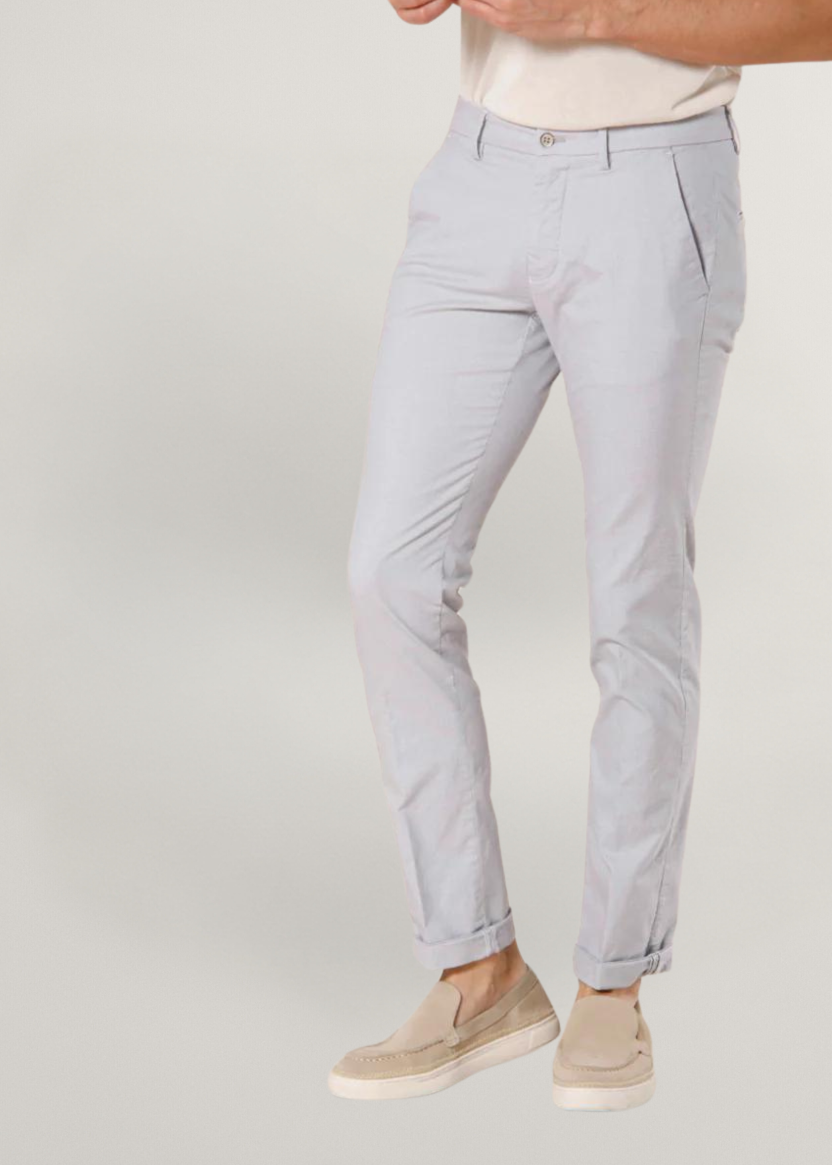 MASON'S Torino Limited men's chino pants in cotton and tencel with microfantasy slim - White
