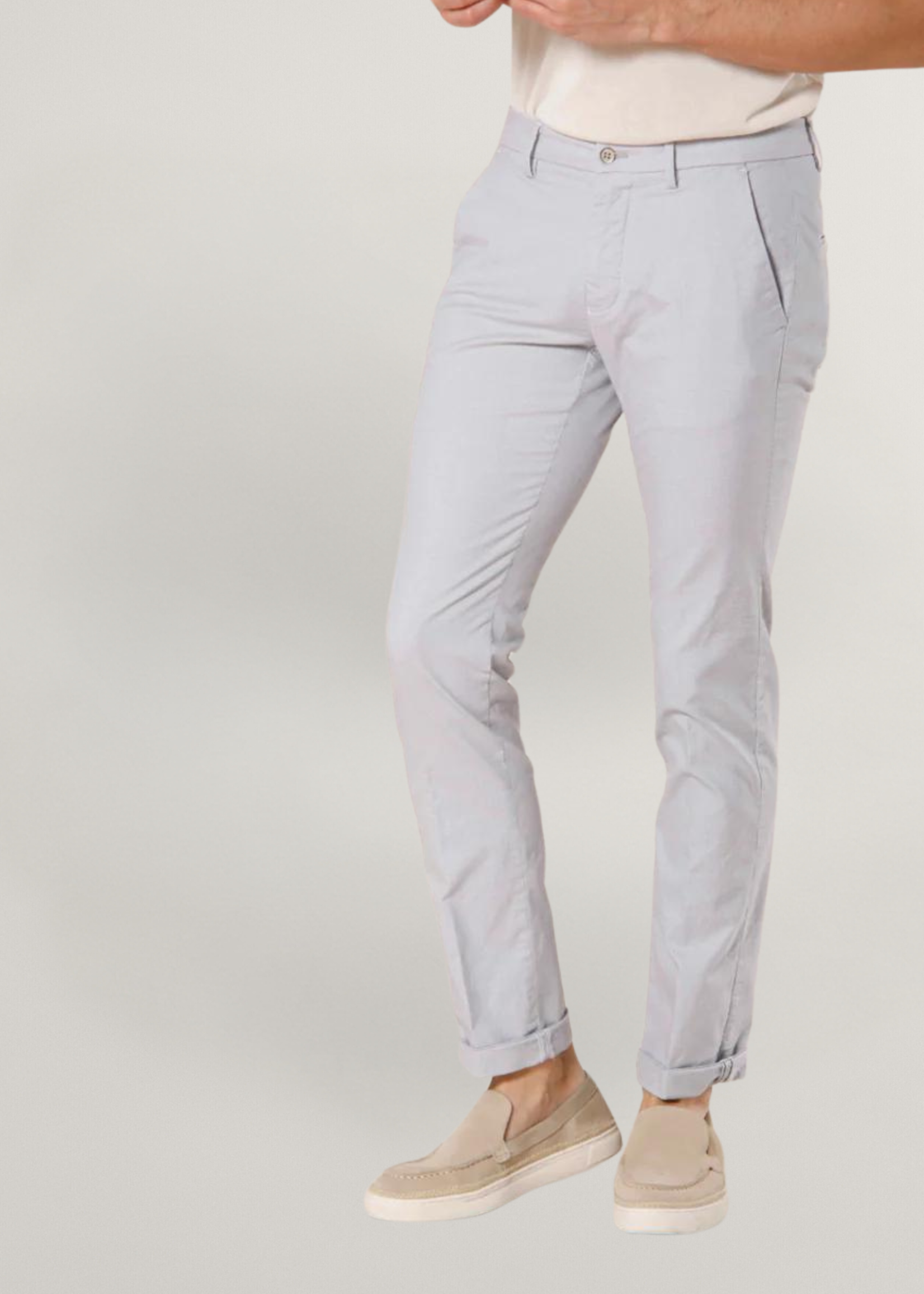 MASON'S Torino Limited pantalon chino homme en coton et tencel micro-motifs slim - Blanc