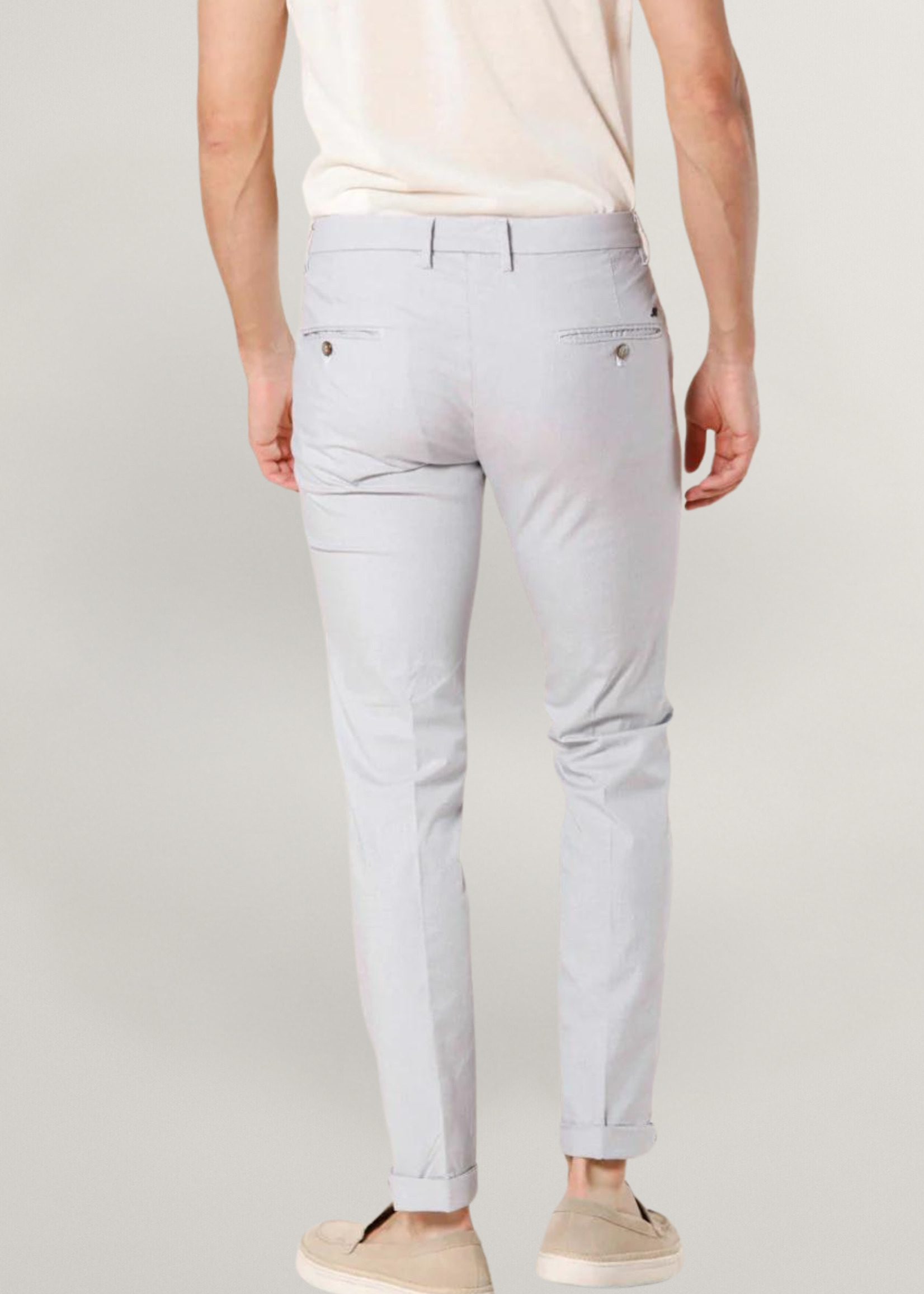 MASON'S Torino Limited pantalon chino homme en coton et tencel micro-motifs slim - Blanc