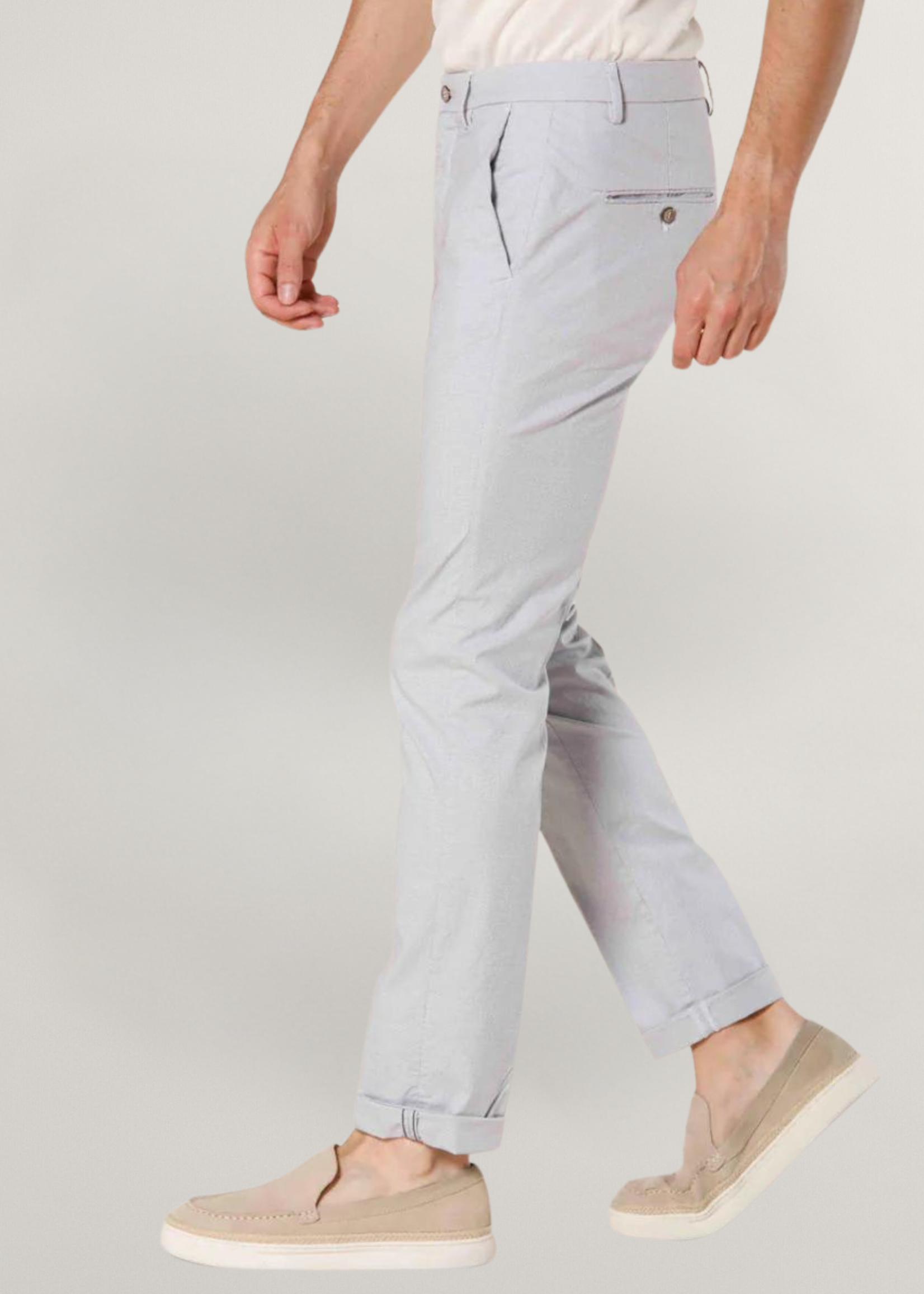 MASON'S Torino Limited heren chino broek van katoen en tencel met microfantasy slim - Wit