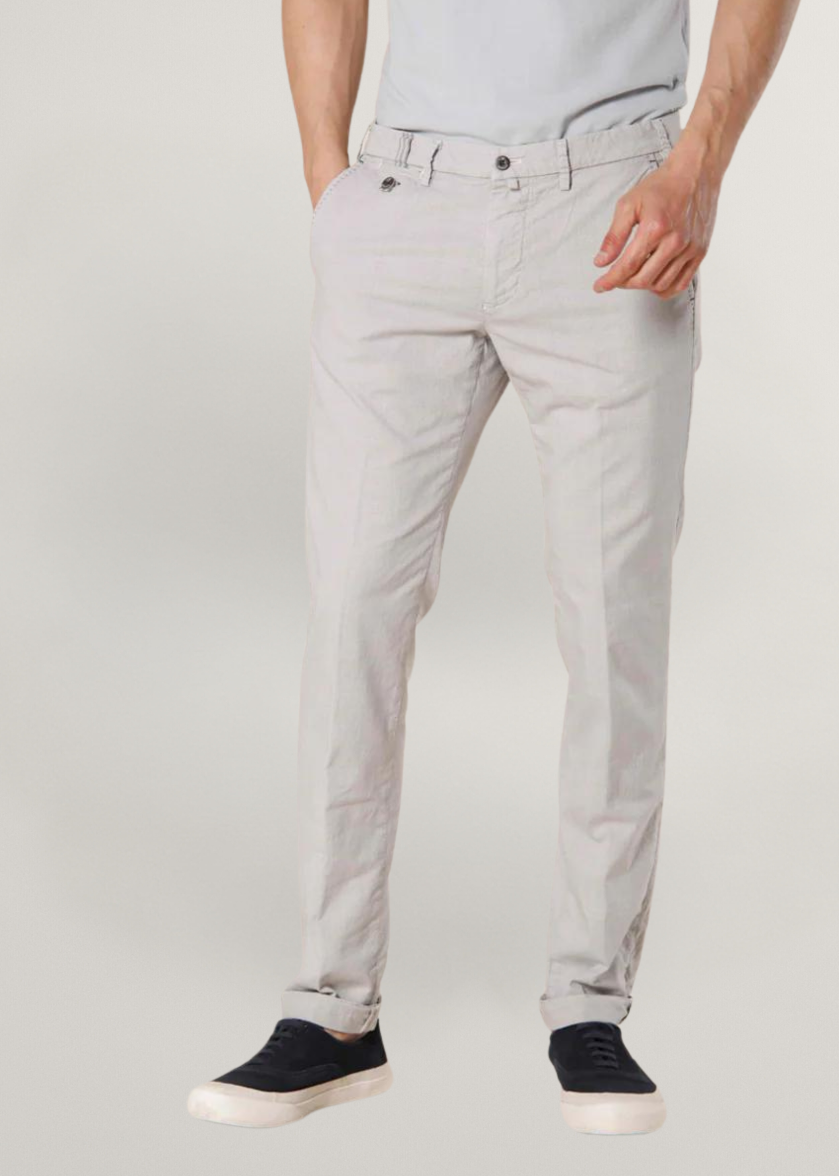 MASON'S Torino Prestige pantalon chino homme en coton lyocell à motif Prince-de-Galles coupe slim - Gris clair