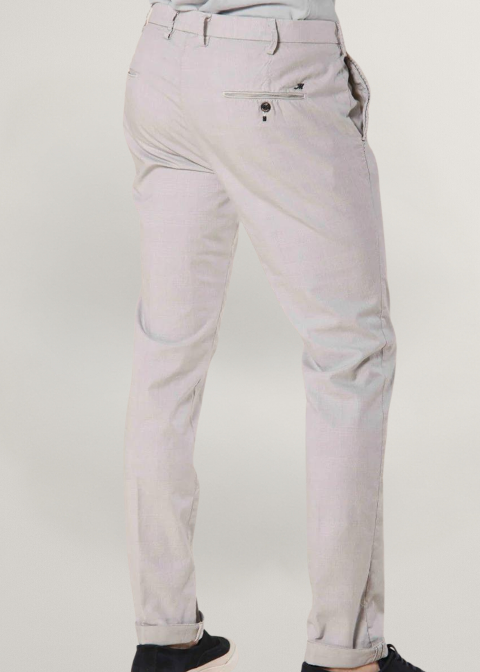 MASON'S Torino Prestige heren chino broek van Lyocell katoen met Prince of Wales patroon slim fit - Lichtgrijs