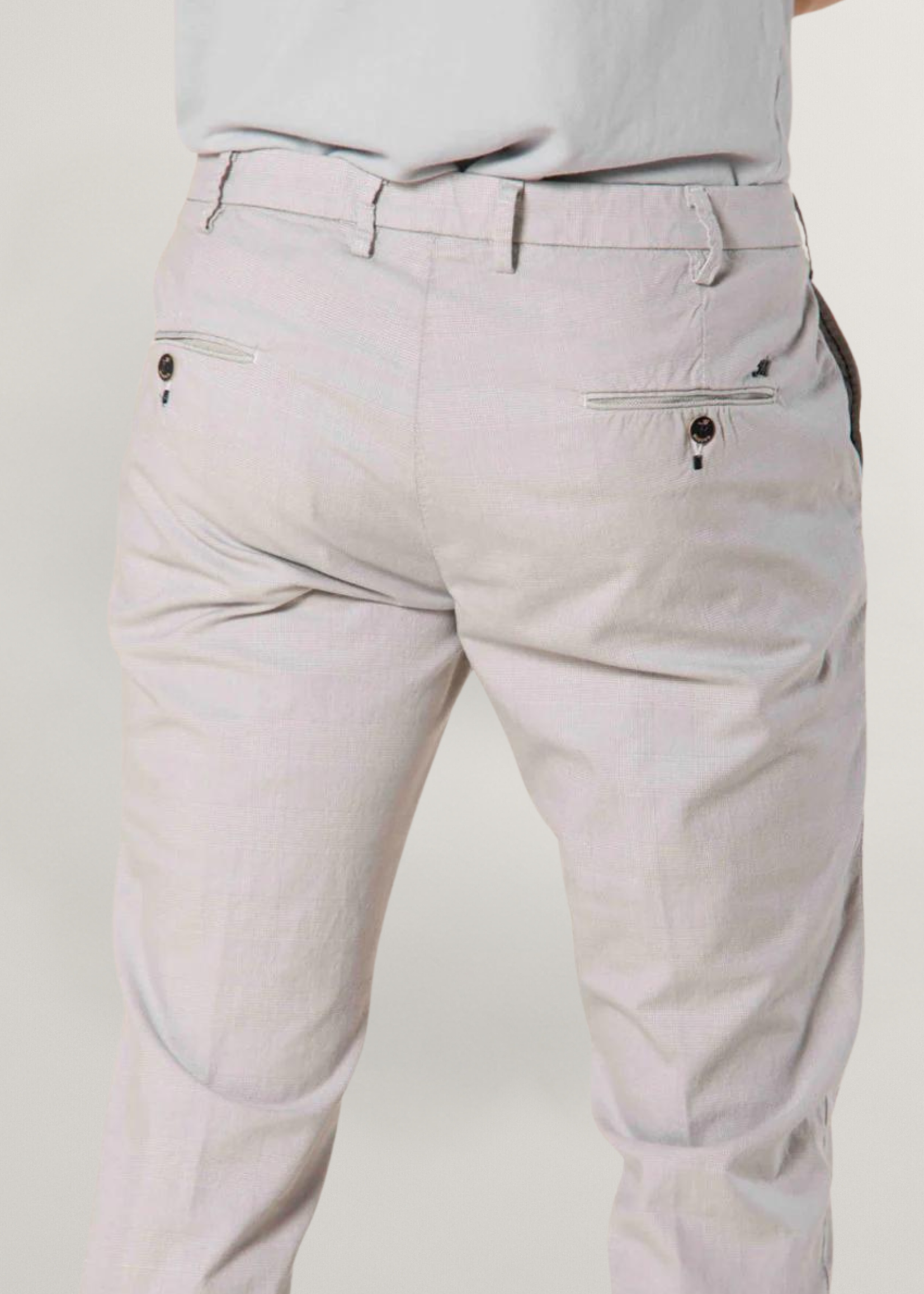 MASON'S Torino Prestige man cotton lyocell chino pants with Prince of Wales patterned slim - Light Grey