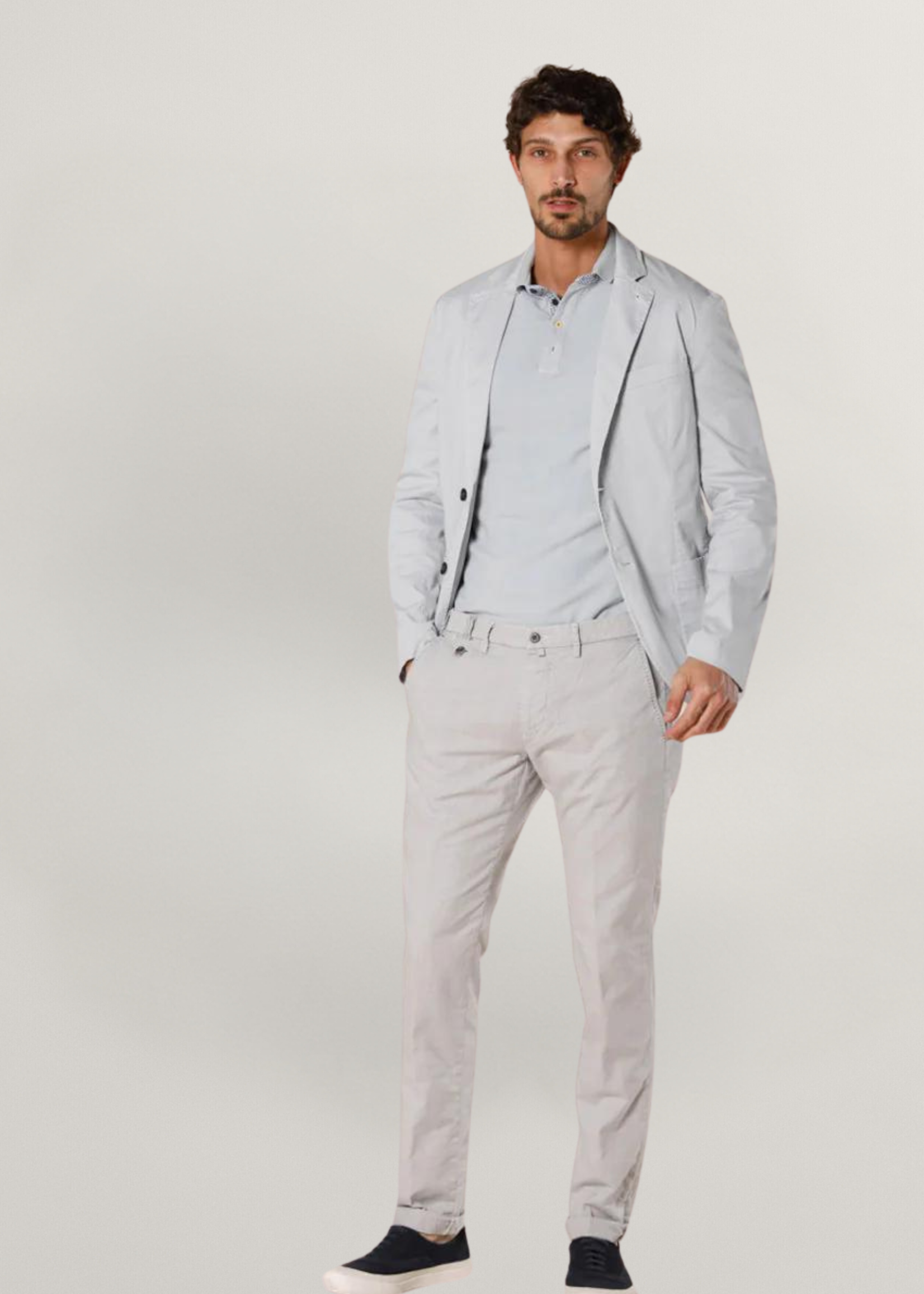 MASON'S Torino Prestige pantalon chino homme en coton lyocell à motif Prince-de-Galles coupe slim - Gris clair