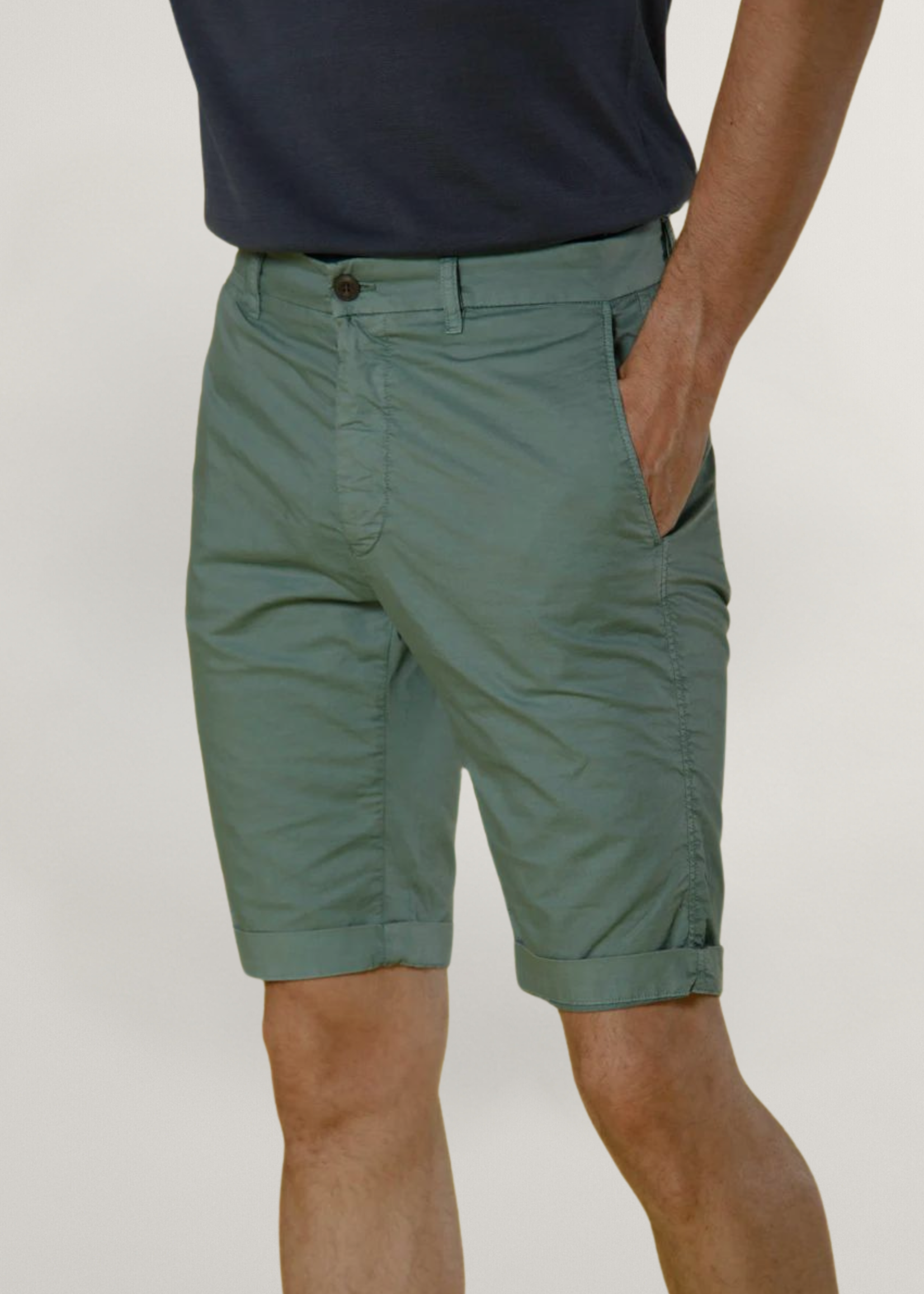 MASON'S London Heren stretch gabardine regular fit chino short - Mintgroen