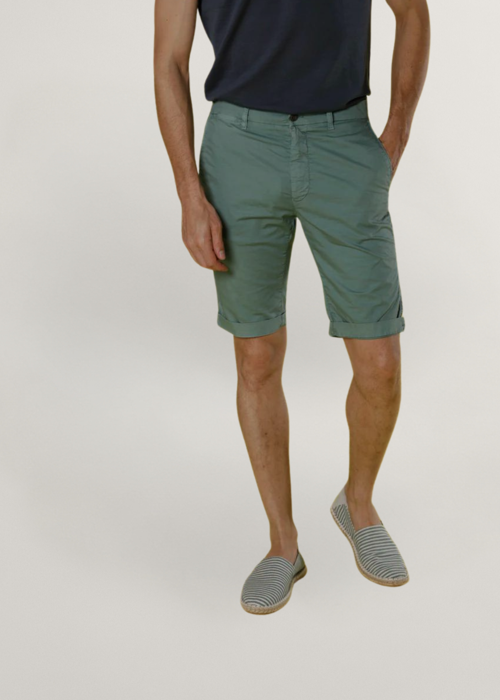 MASON'S London Heren stretch gabardine regular fit chino short - Mintgroen