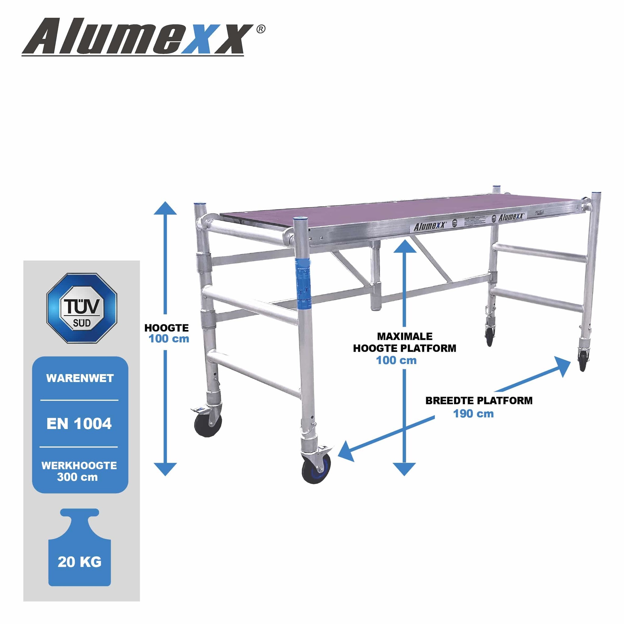 ALX Quicky 2.0 kamersteiger 75 x 190 x 3 meter WH