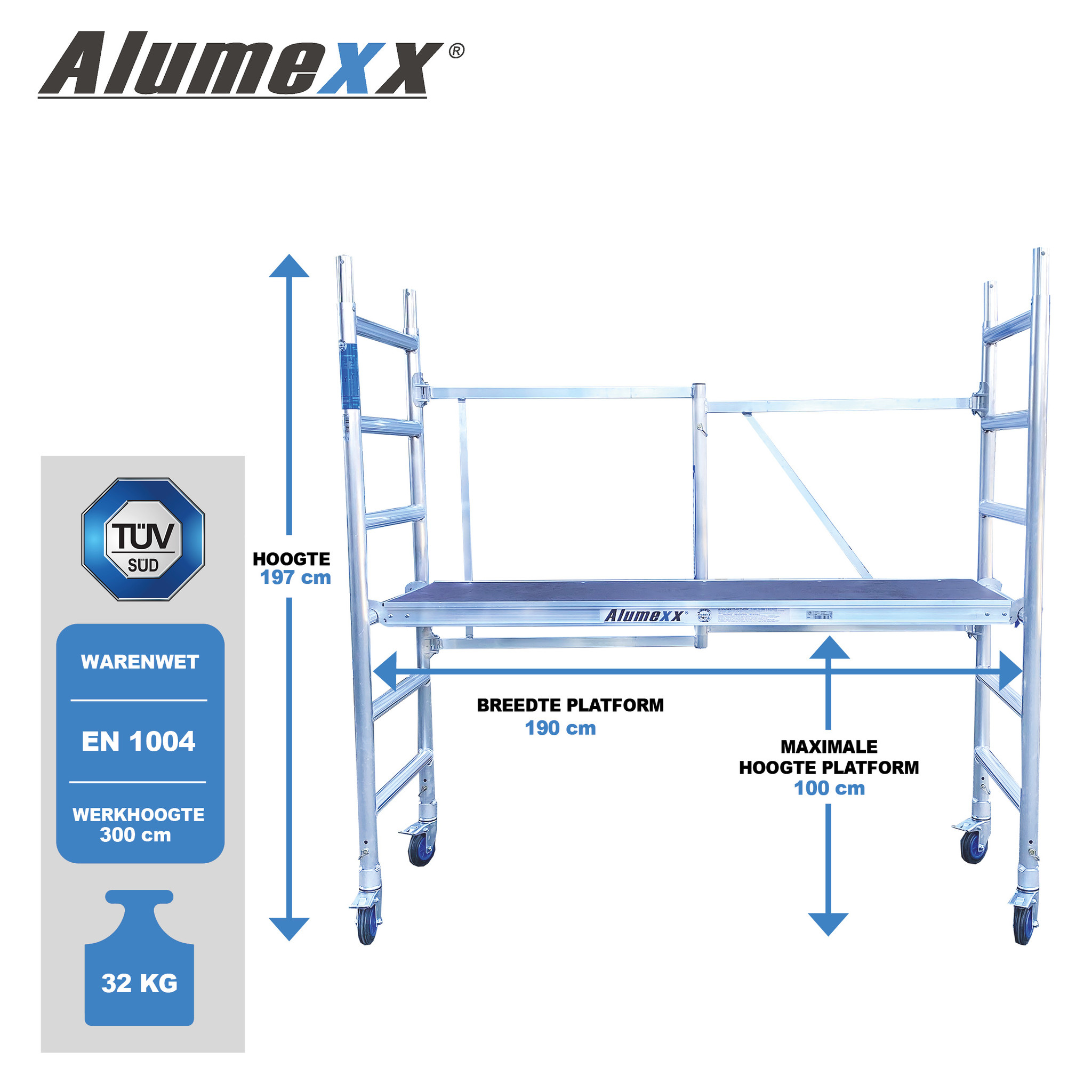 ALX Redline kamersteiger 75 x 190 x 3 mtr WH