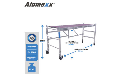 ALX Quicky 2.0 kamersteiger 90 x 190 x 3 meter WH 0 / 10  0