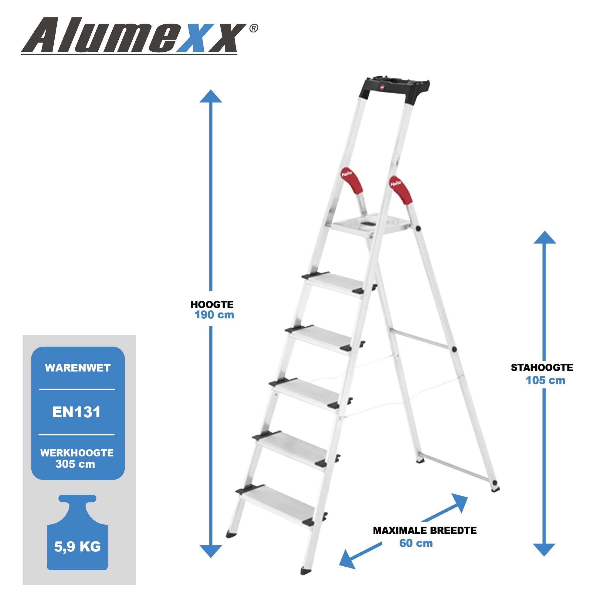 Hailo XXL EasyClix huishoudtrap 6 treeds