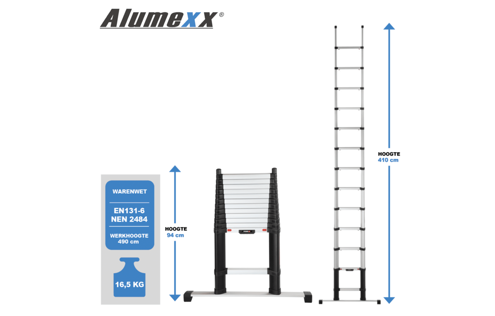 Telesteps Prime Line 4,1 m Telescoopladder met stabilisatiebalk
