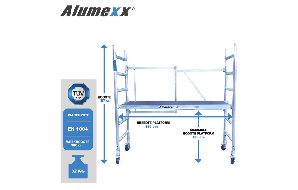 ALX Redline kamersteiger 75 x 190 x 4 mtr WH