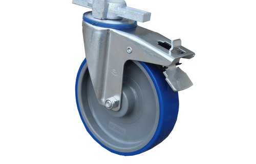 4 x Zwenkwiel nylon 200 mm op stalen spindel 375 KG