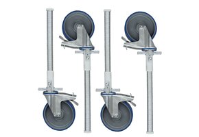 4 x Zwenkwiel nylon 200 mm op stalen spindel 375 KG