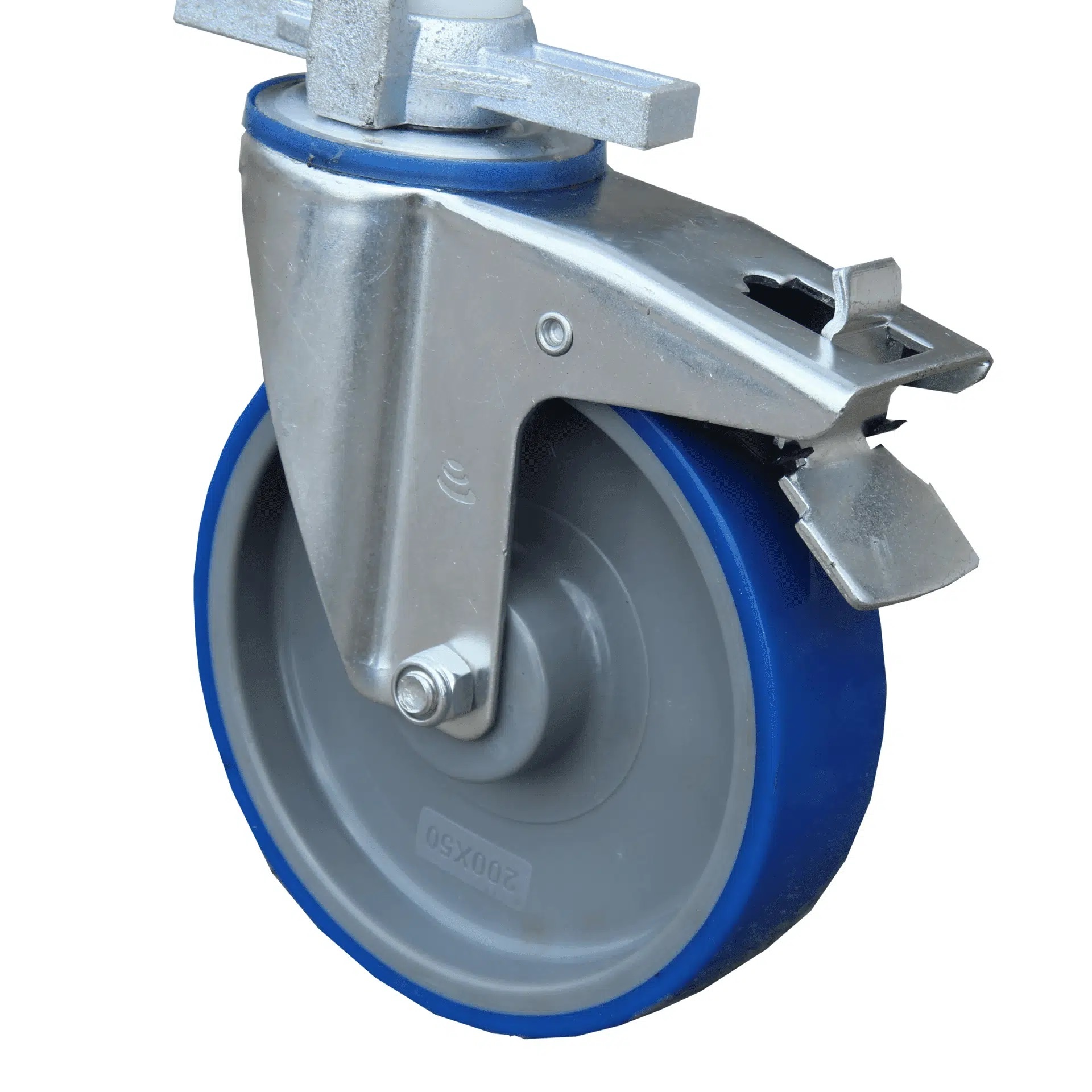 Zwenkwiel nylon 200 mm op stalen spindel 375 KG