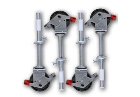 4 x Zwenkwiel nylon 200 mm op stalen spindel 800 KG