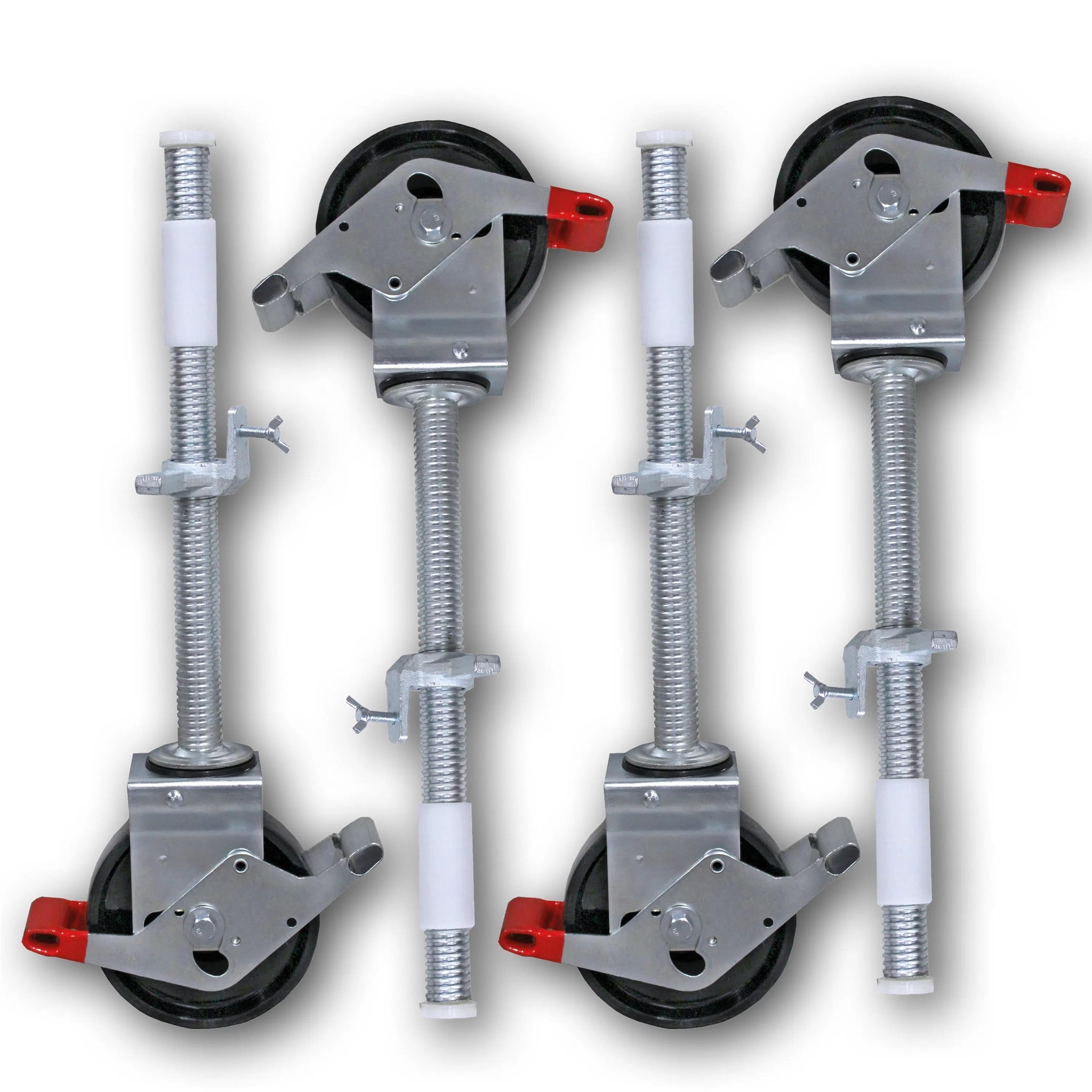 4 x Zwenkwiel nylon 200 mm op stalen spindel 800 KG