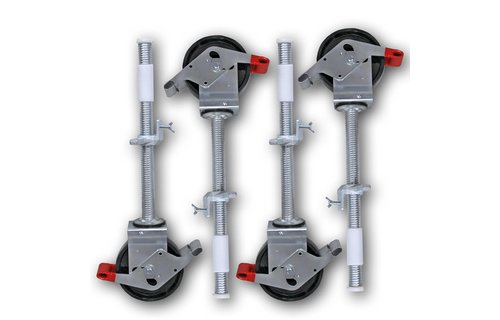 4 x Zwenkwiel nylon 200 mm op stalen spindel 800 KG