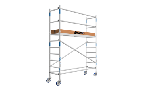 Tweedehands steiger 75 x 250 x 4.2 mtr werkhoogtelicht gewicht platform