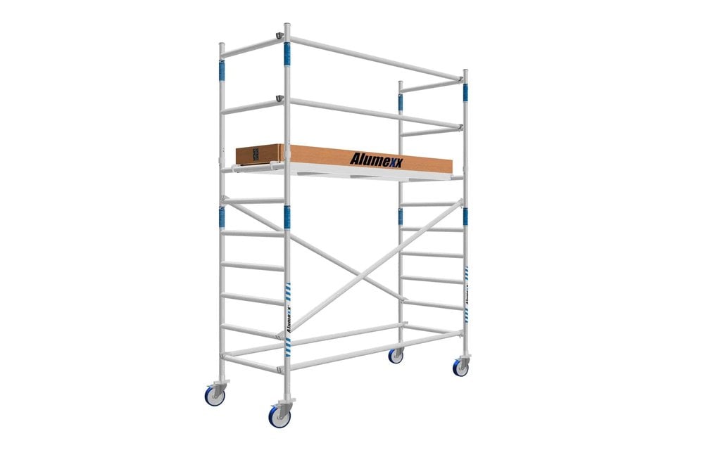 Tweedehands steiger 90 x 250 x 4,2m werkhoogte lichtgewicht platform