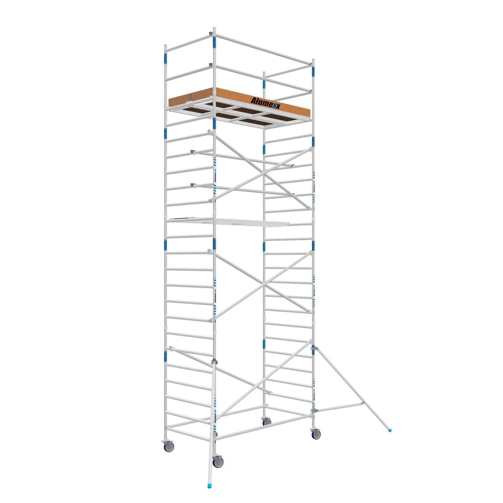 Gebruikte steigeraanhanger met rolsteiger 135 x 250 x 8,2m werkhoogte lichtgewicht platform