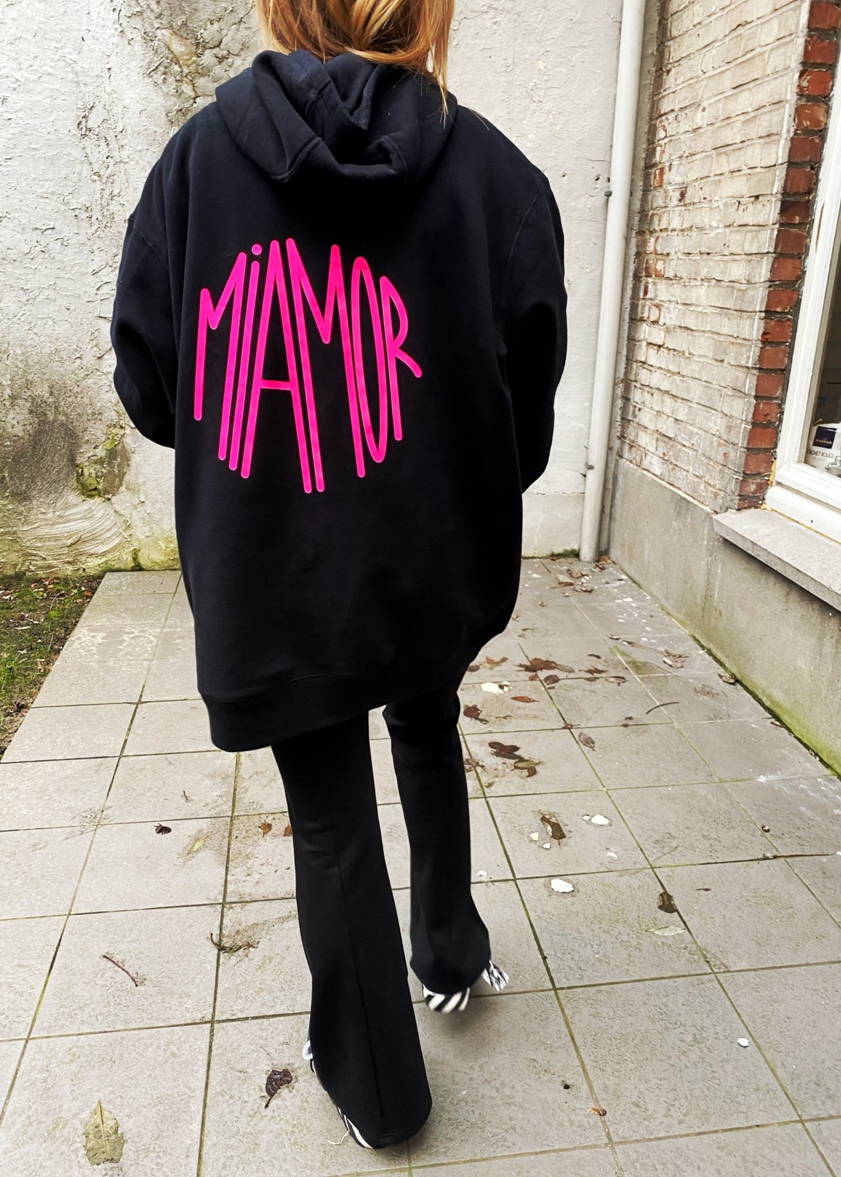 MIAMOR Unisex Hoodie - Black - Big Logo Neon Pink