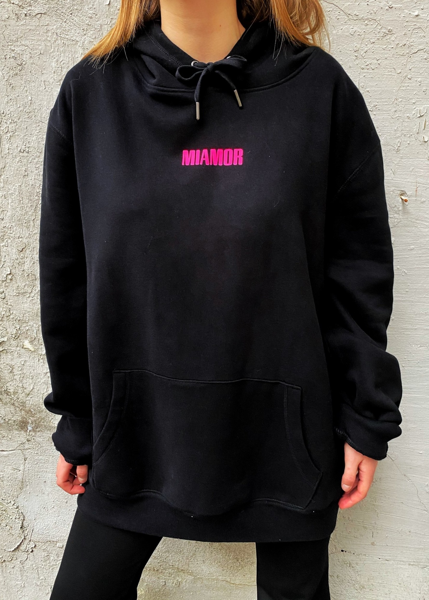 MIAMOR Unisex Hoodie - Black - Big Logo Neon Pink