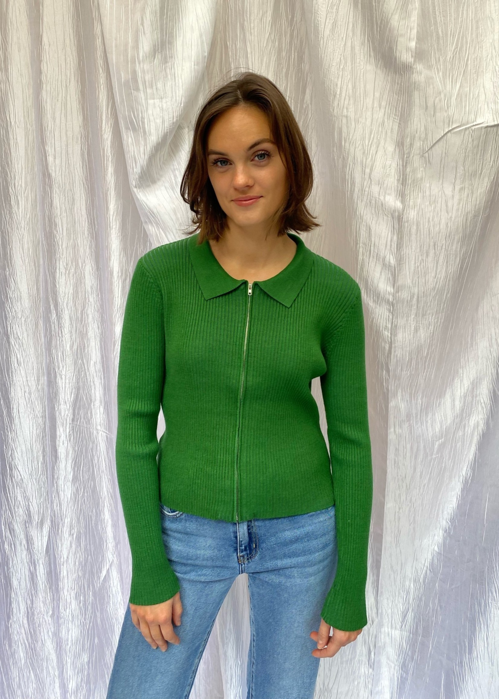 Kiki zip knit cardigan - Green