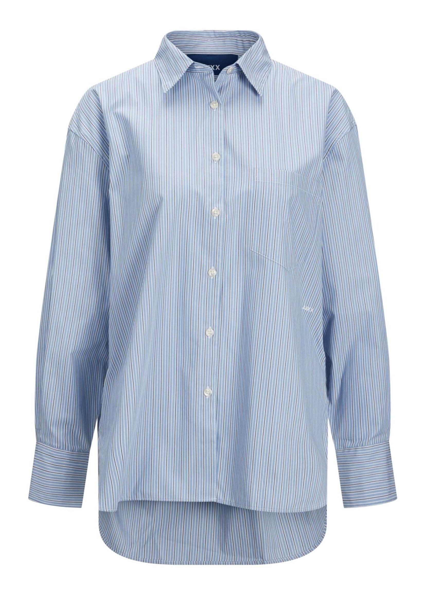 JJXX JXJAMIE RELAXED POPLIN SHIRT - AEGEAN BLUE WHITE