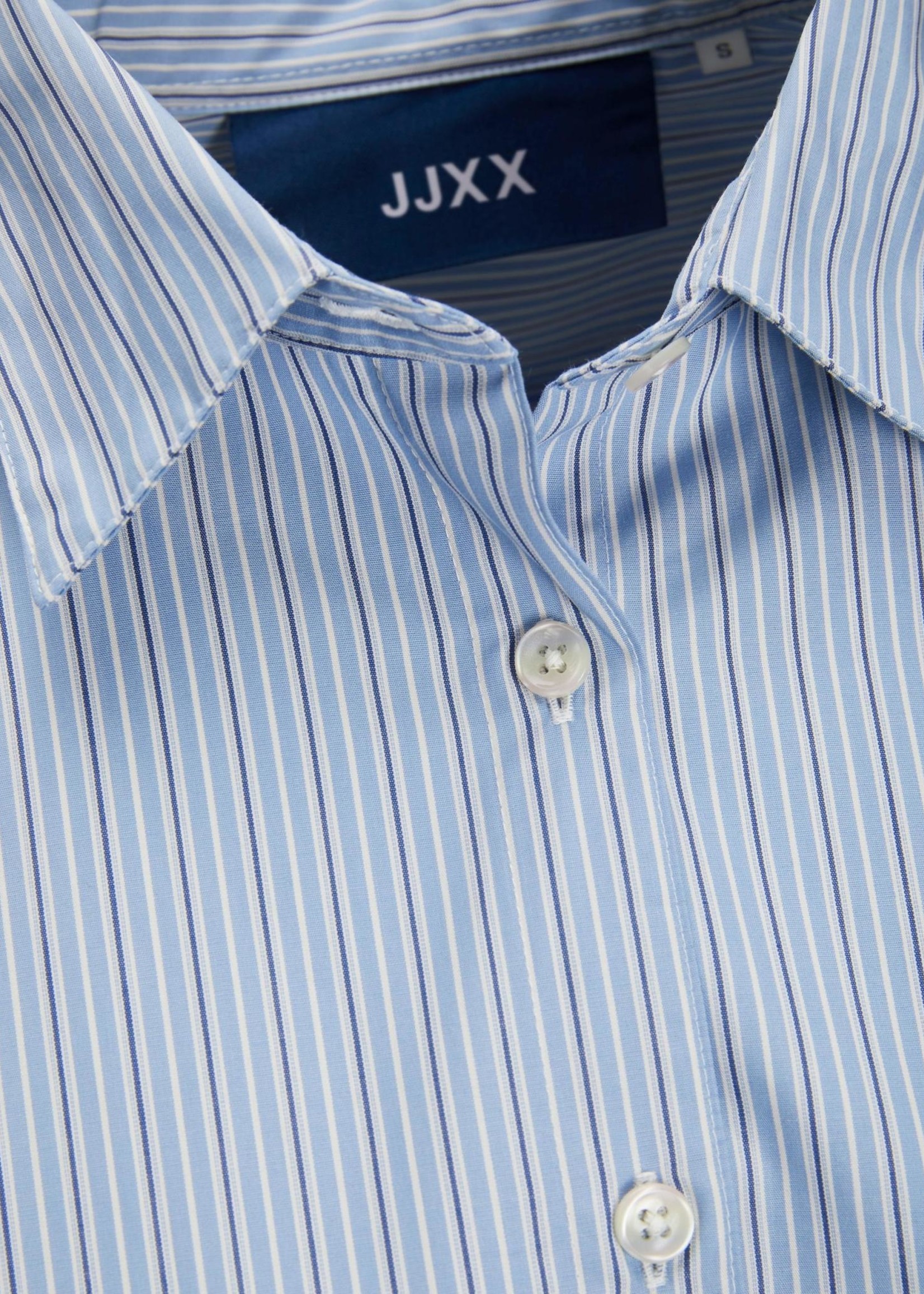 JJXX JXJAMIE RELAXED POPLIN SHIRT - AEGEAN BLUE WHITE