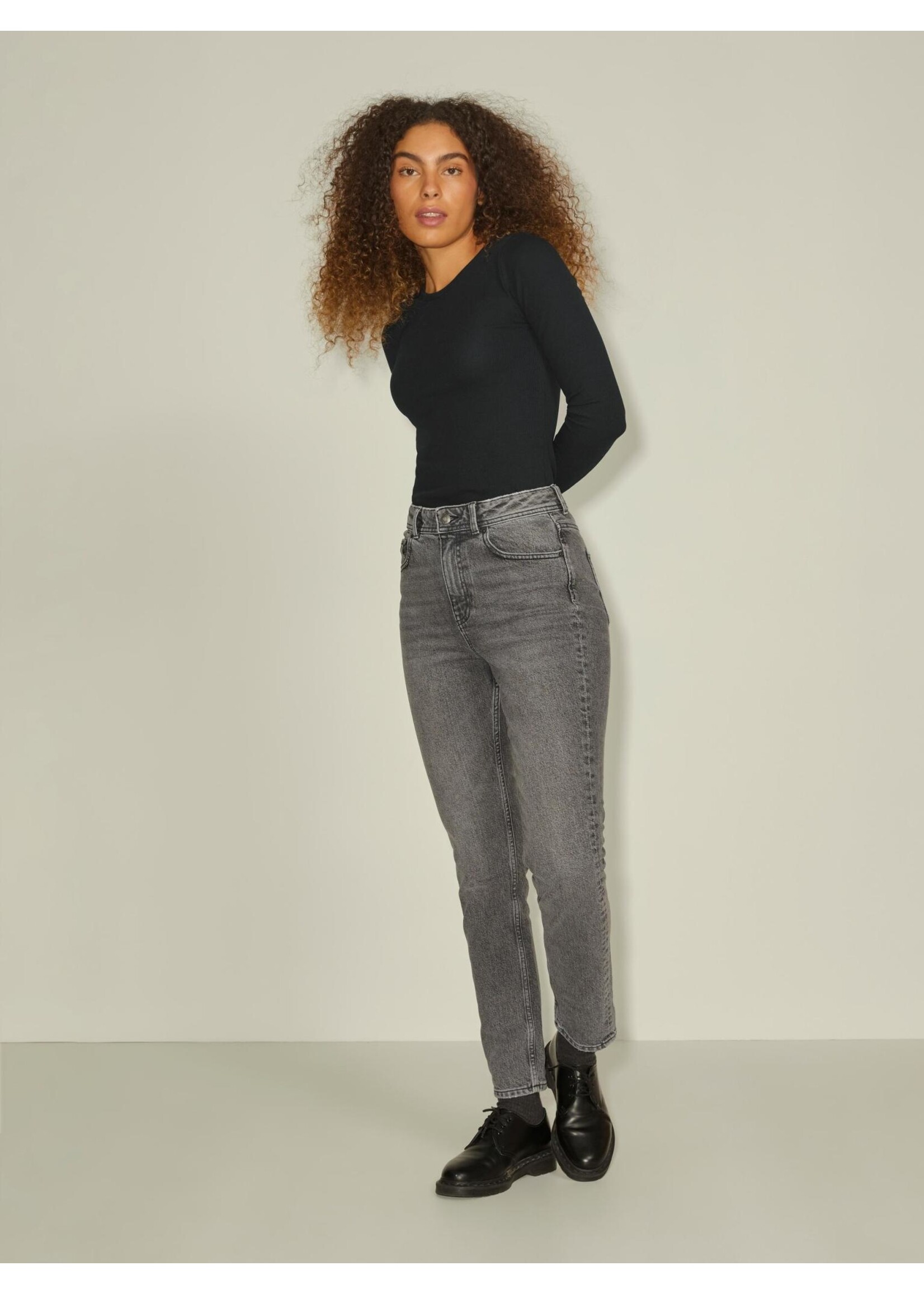 JJXX JXFREYA LS RIB TEE NOOS - BLACK