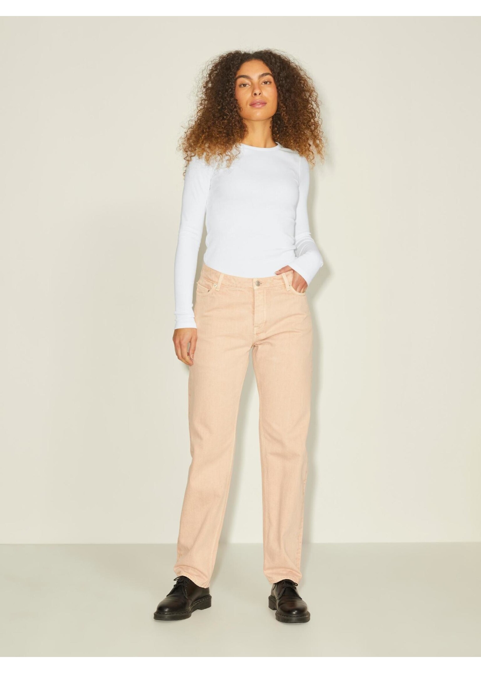 JJXX JXFREYA LS RIB TEE NOOS - WHITE