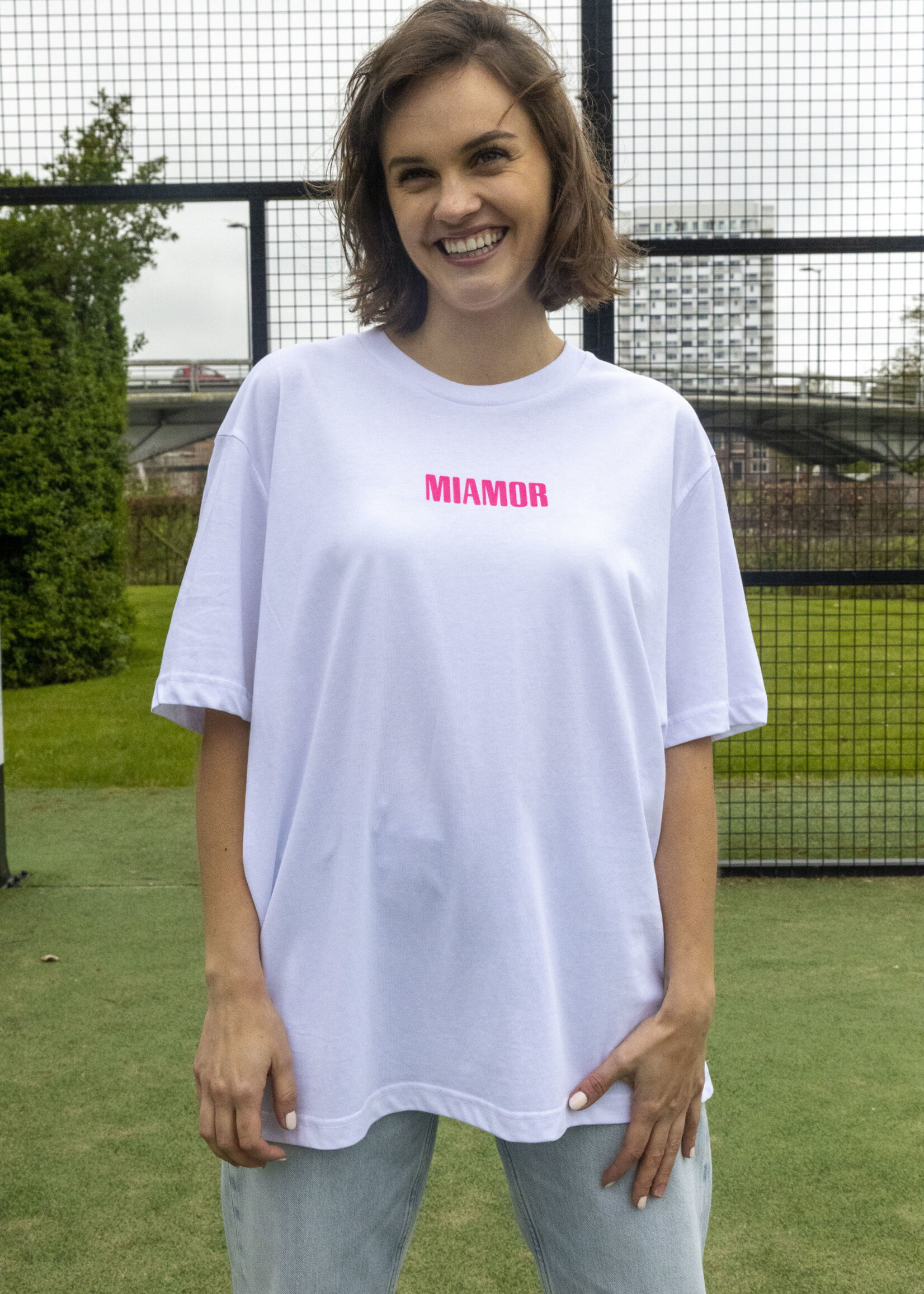 Miamor Unisex Tee White - Neon Pink