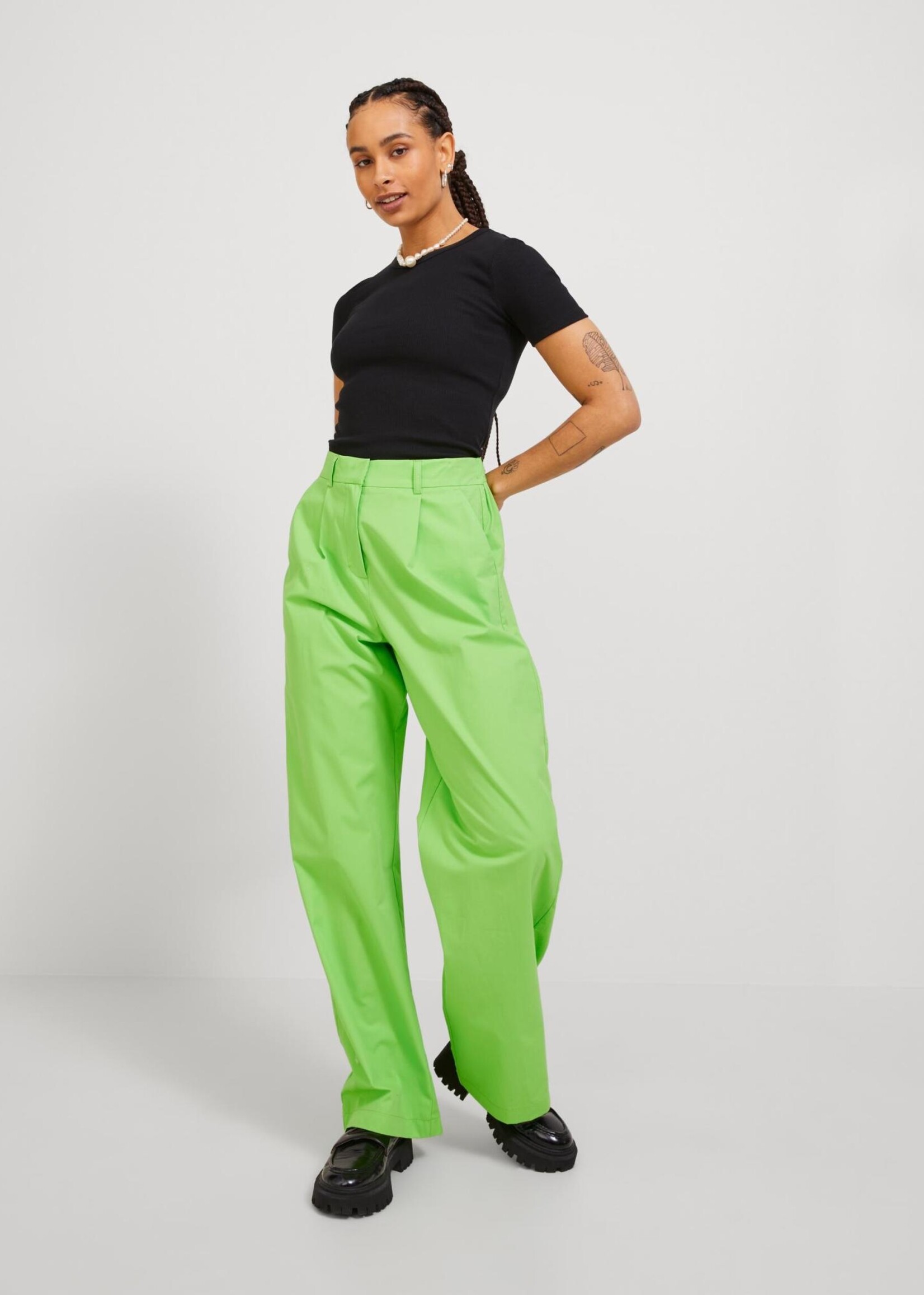 JJXX JXVIGGA RLX WIDE PANT - LIME PUNCH