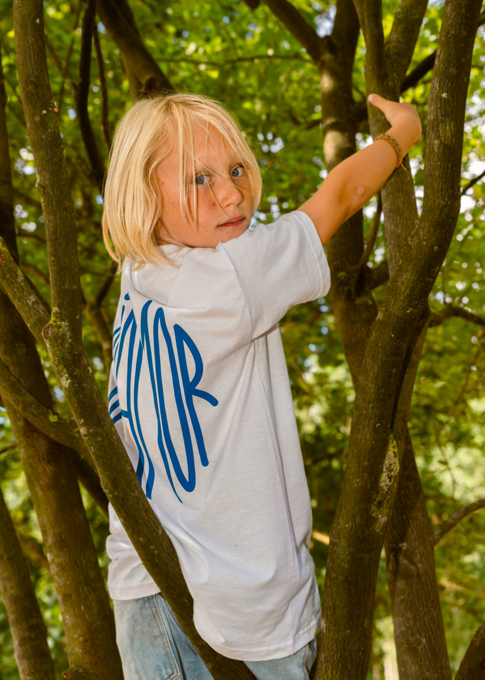 Mini Miamor White Tee  - Navy Logo