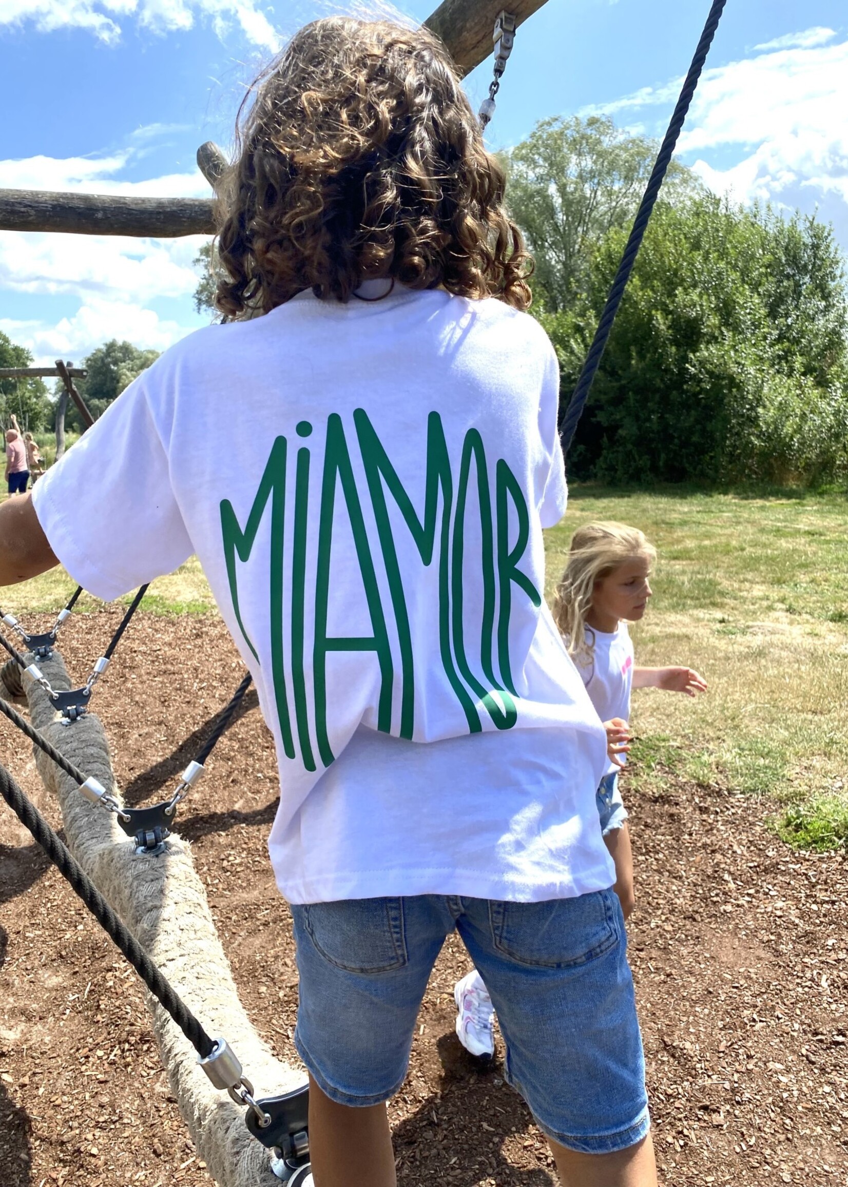 Mini Miamor White Tee  - Green Logo