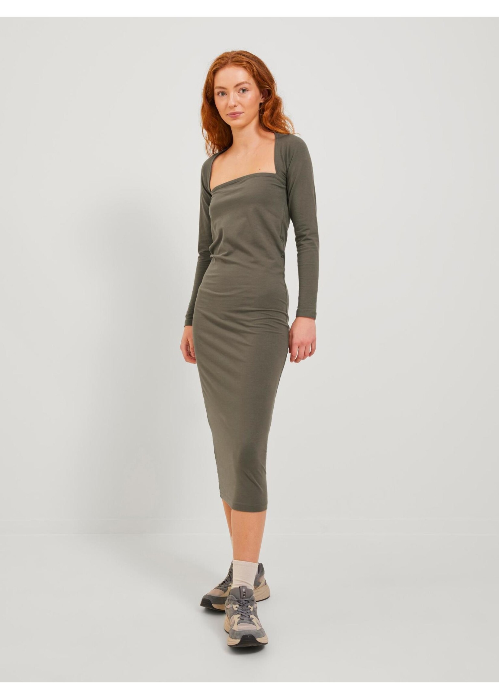 JXELEANOR STRETCH DRESS - DUSTY OLIVE