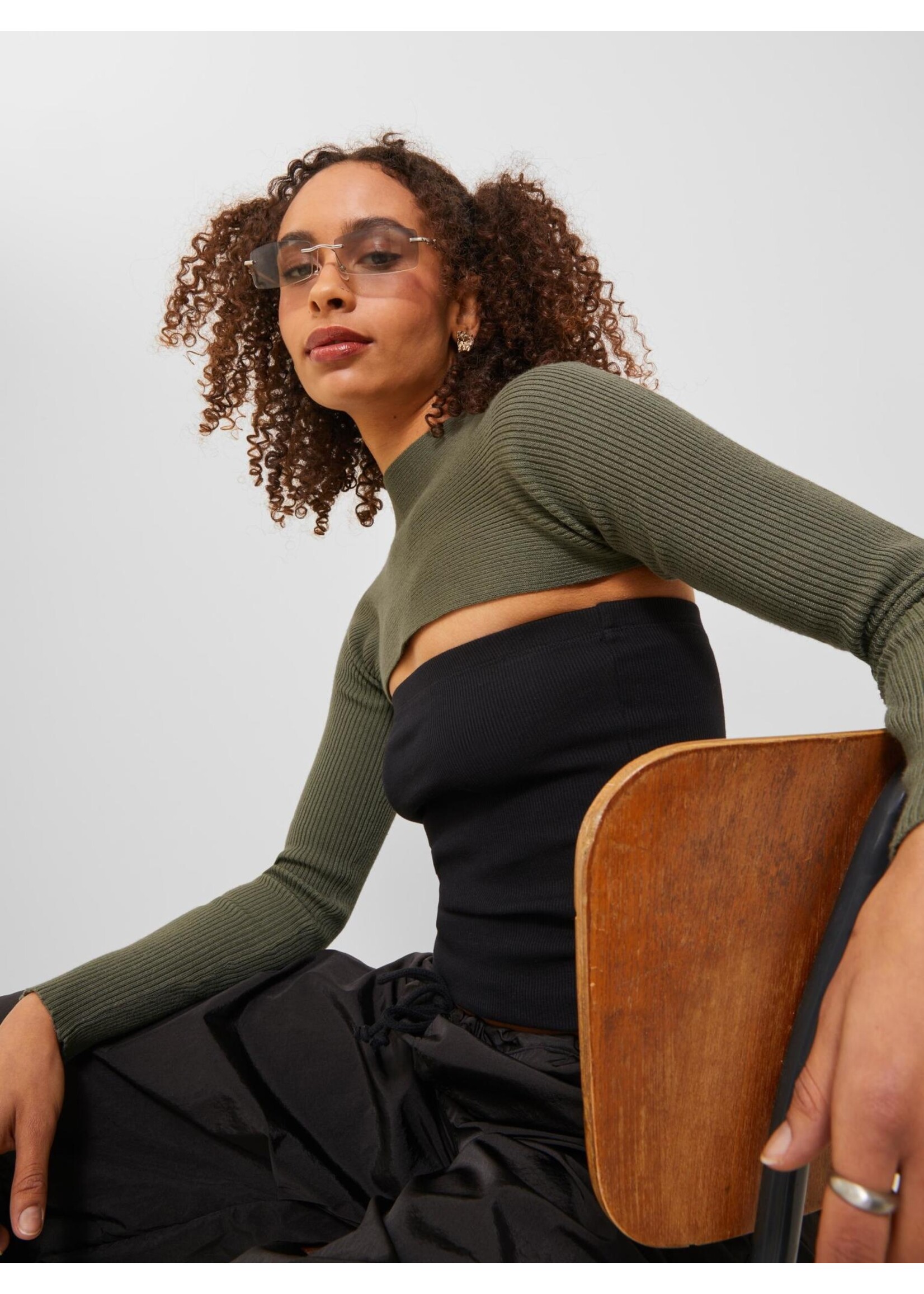 JXSELINA BOLERO KNIT - DUSTY OLIVE