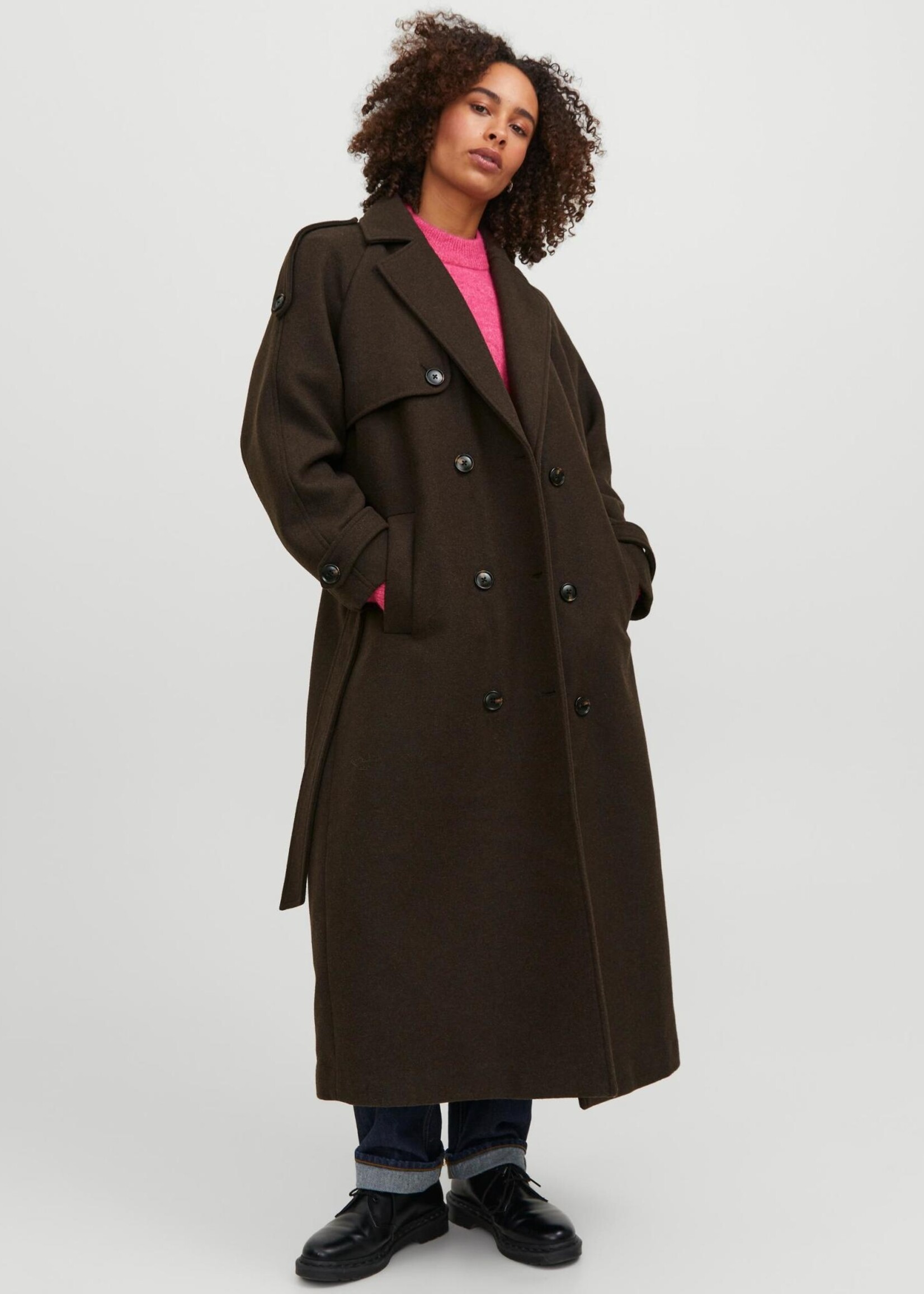 JJXX JXROSIE WOOL BLEND TRENHCOAT - SEAL BROWN