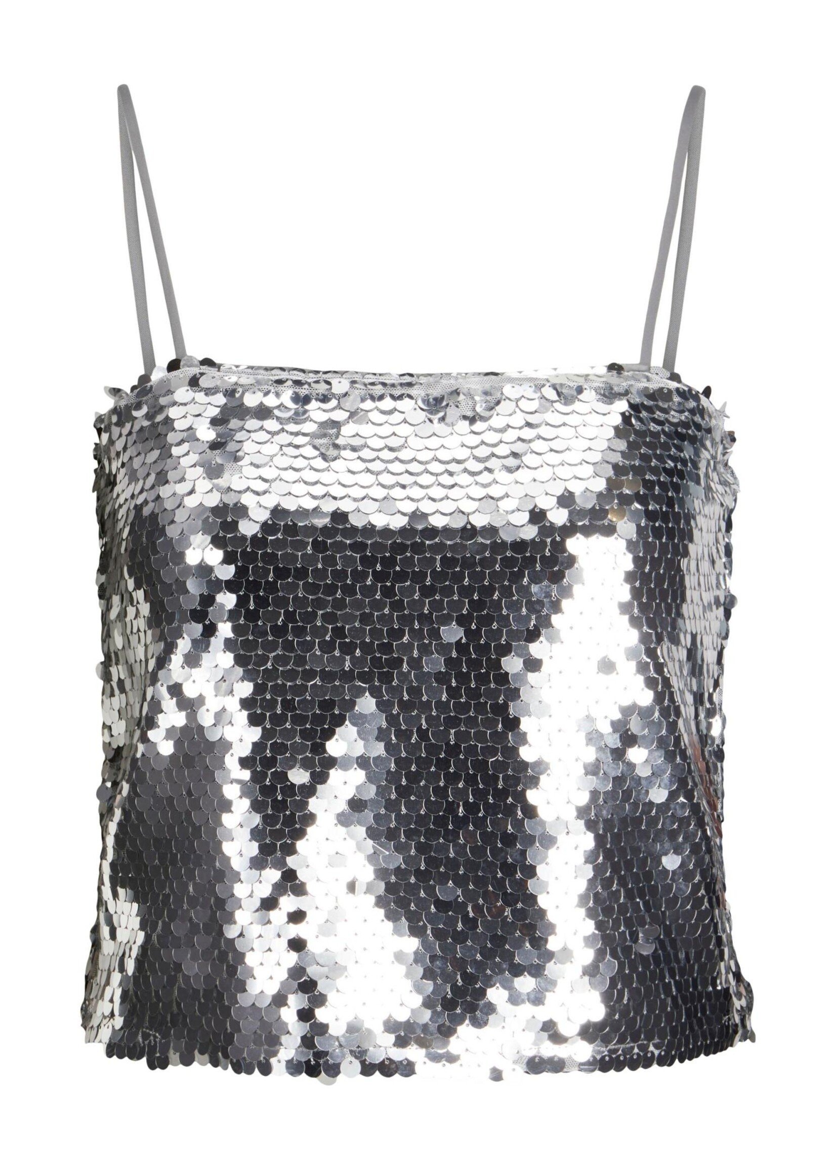 JJXX JXAVA SEQUIN STRAP TOP - SILVER
