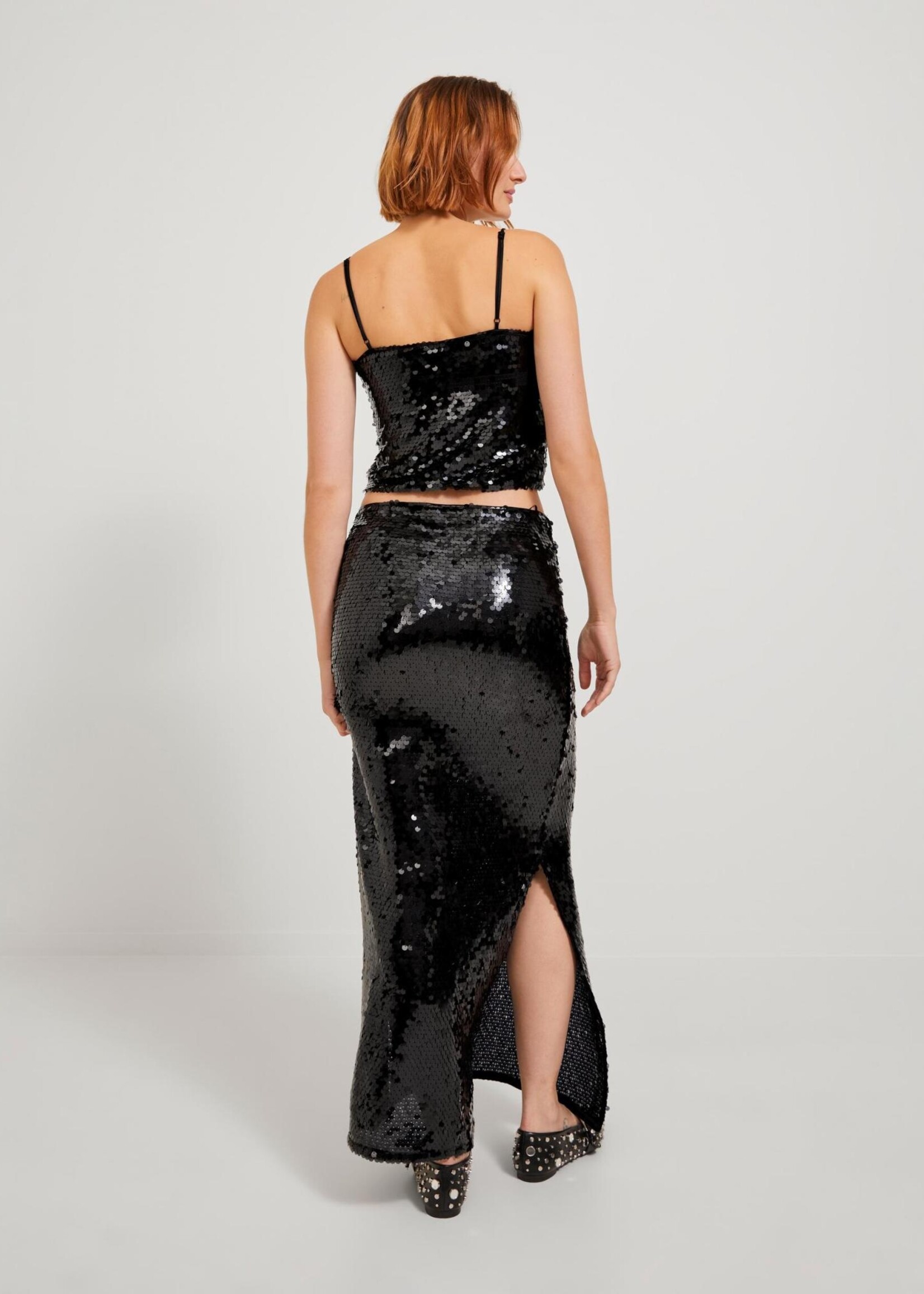 JXAVA SEQUIN LONG SKIRT - BLACK