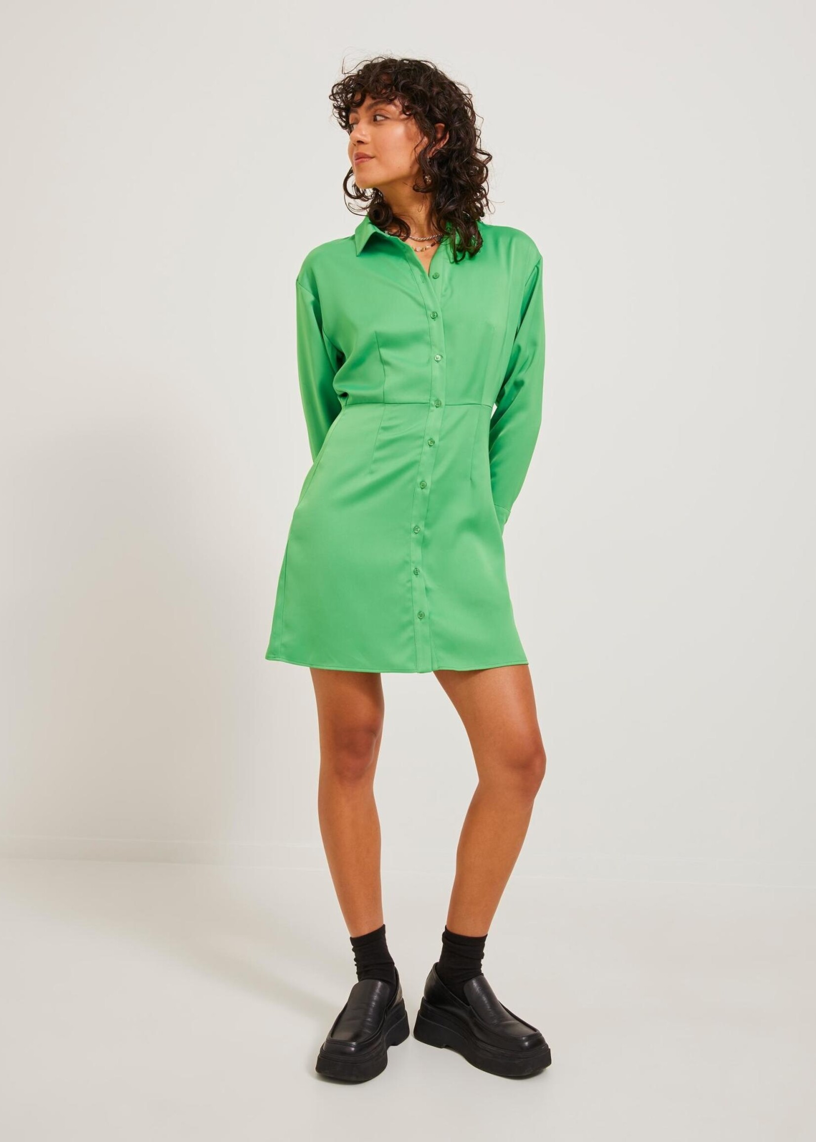 JJXX JXKIMMIE SATIN DRESS - CLASSIC GREEN