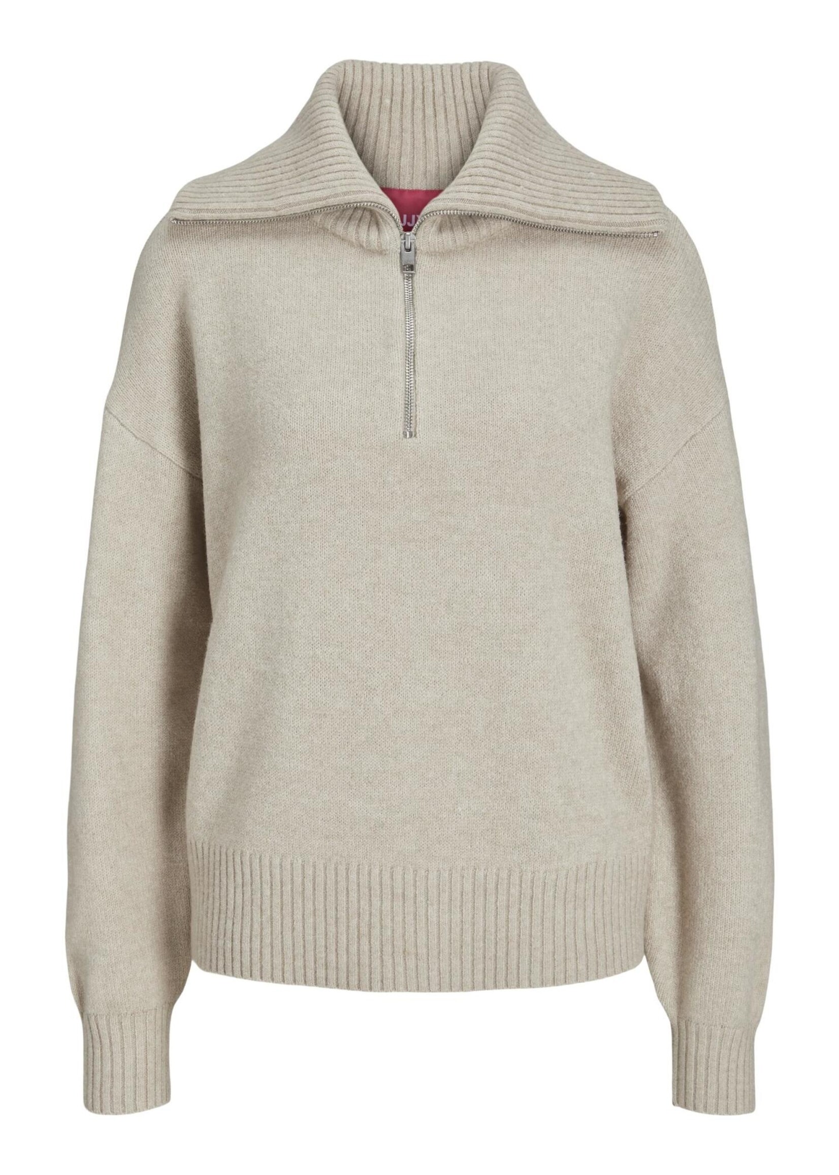 JXSIKA HALF ZIP KNIT - BONE WHITE