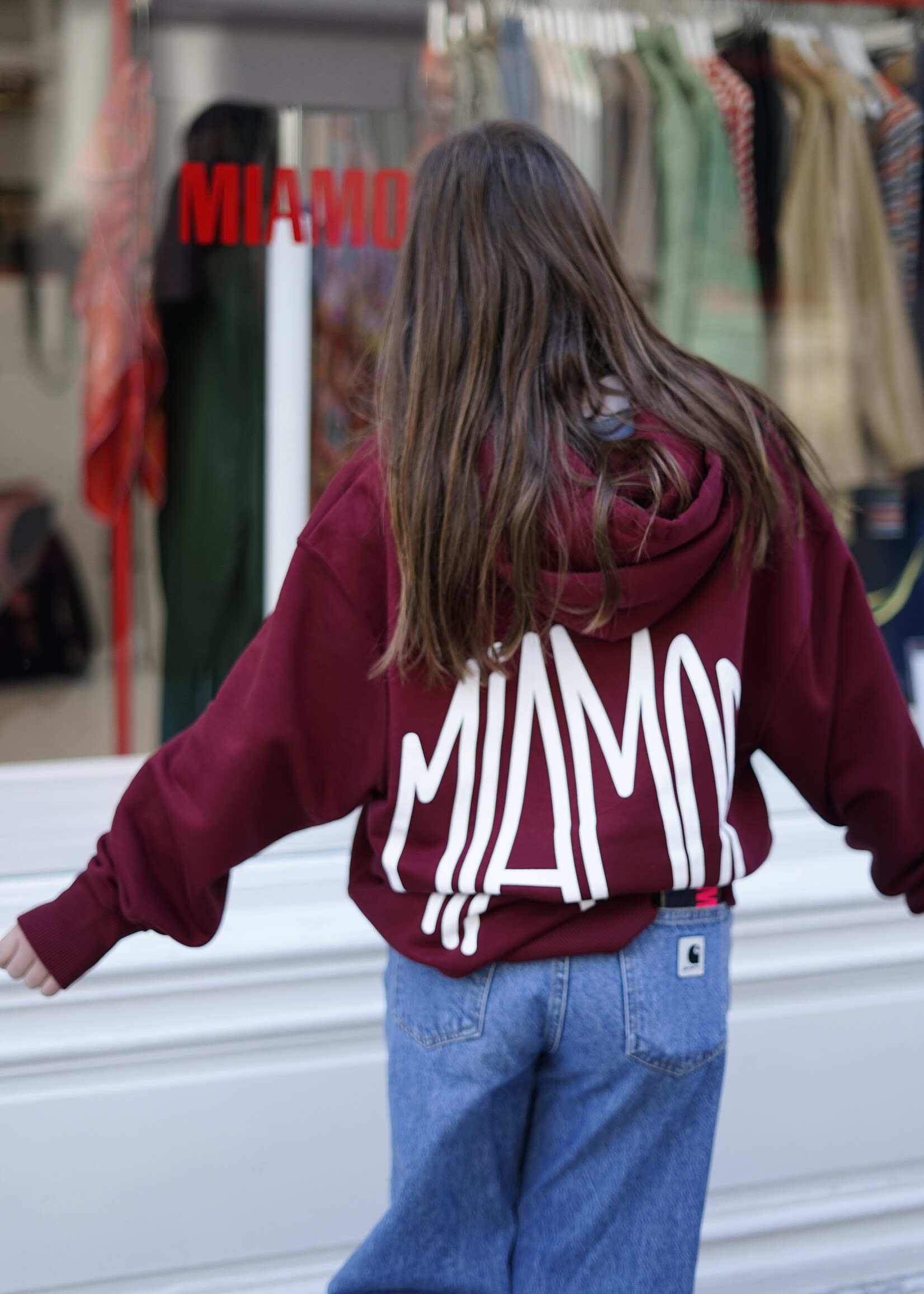 Miamor supreme hoodie burgundy - white logo