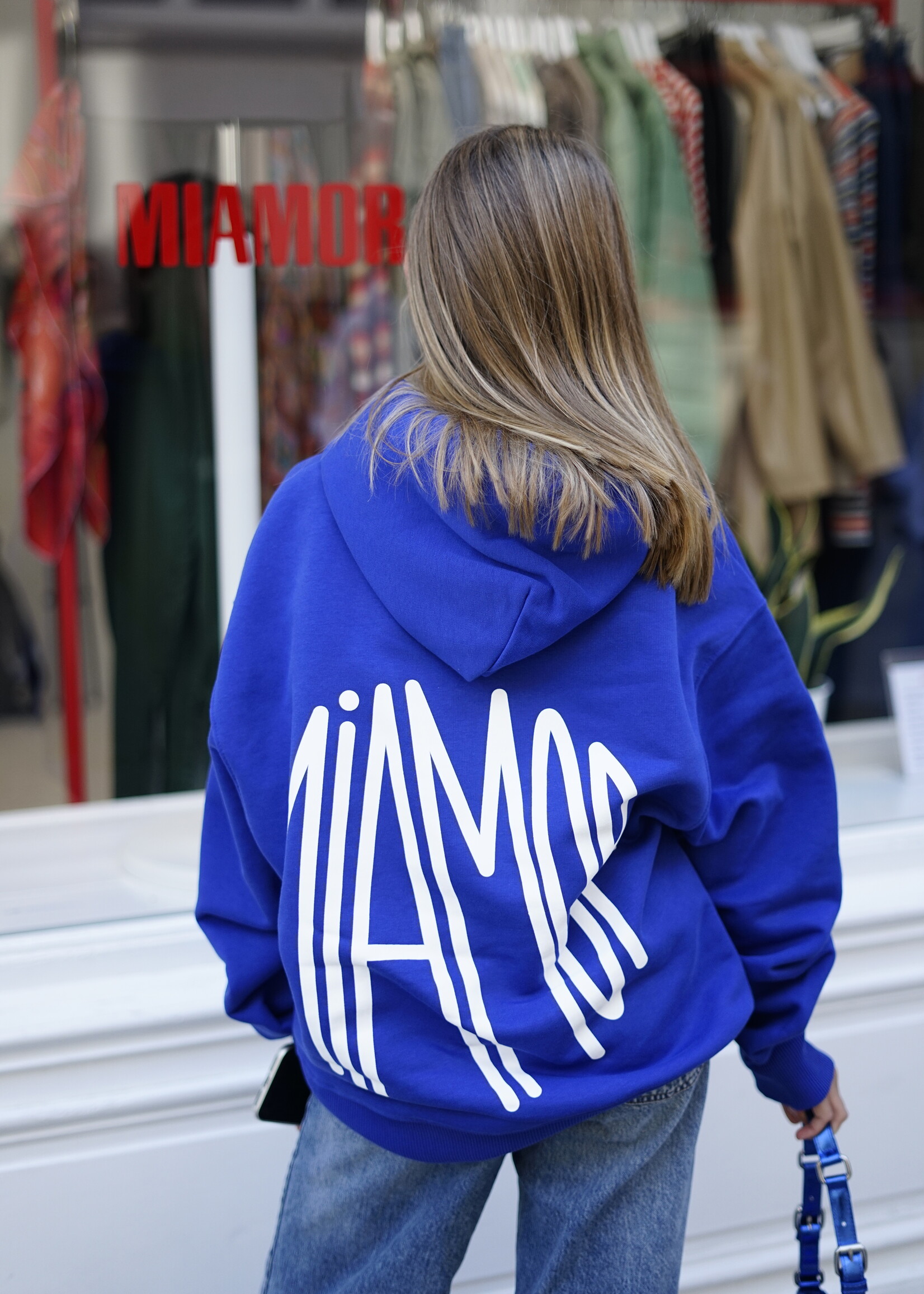 Miamor supreme hoodie royal blue - white logo