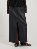 JXELVA LONG FAUX LEATHER SKIRT - BLACK
