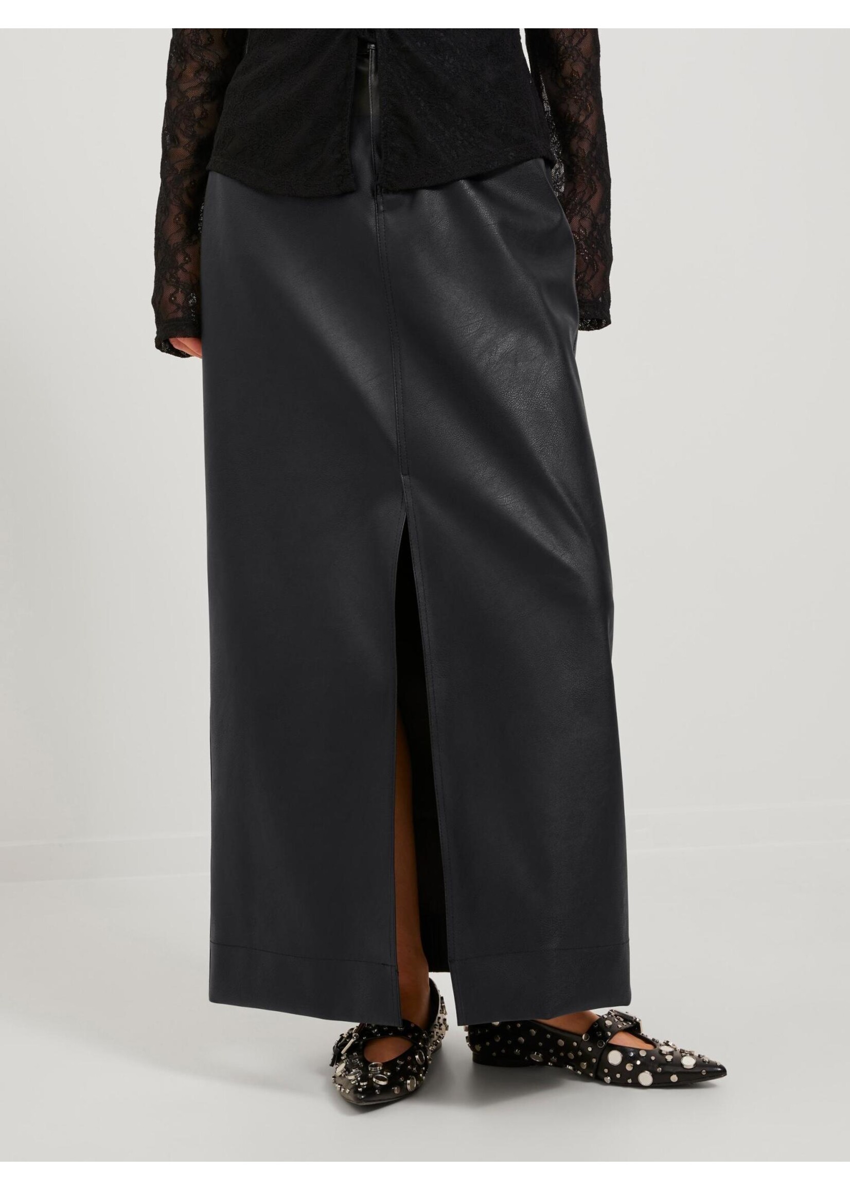 JJXX JXELVA LONG FAUX LEATHER SKIRT - BLACK