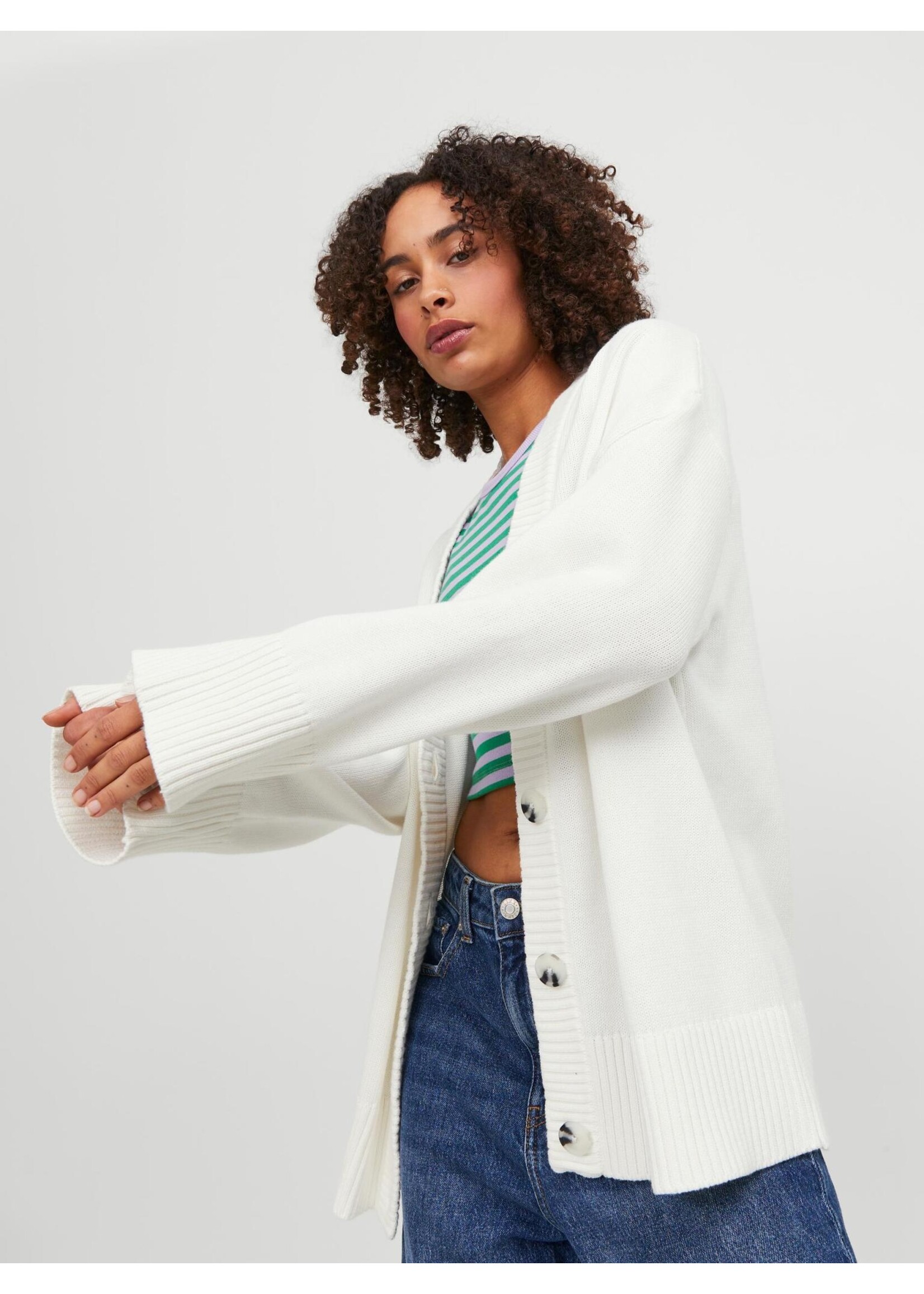 JXLEXI TWIST CARDIGAN KNIT - SNOW WHITE