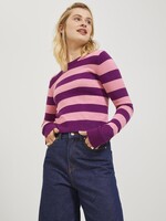 JJXX JXVALENTINA CROP STRIPE KNIT - DARK PURPLE/ CONFETTI