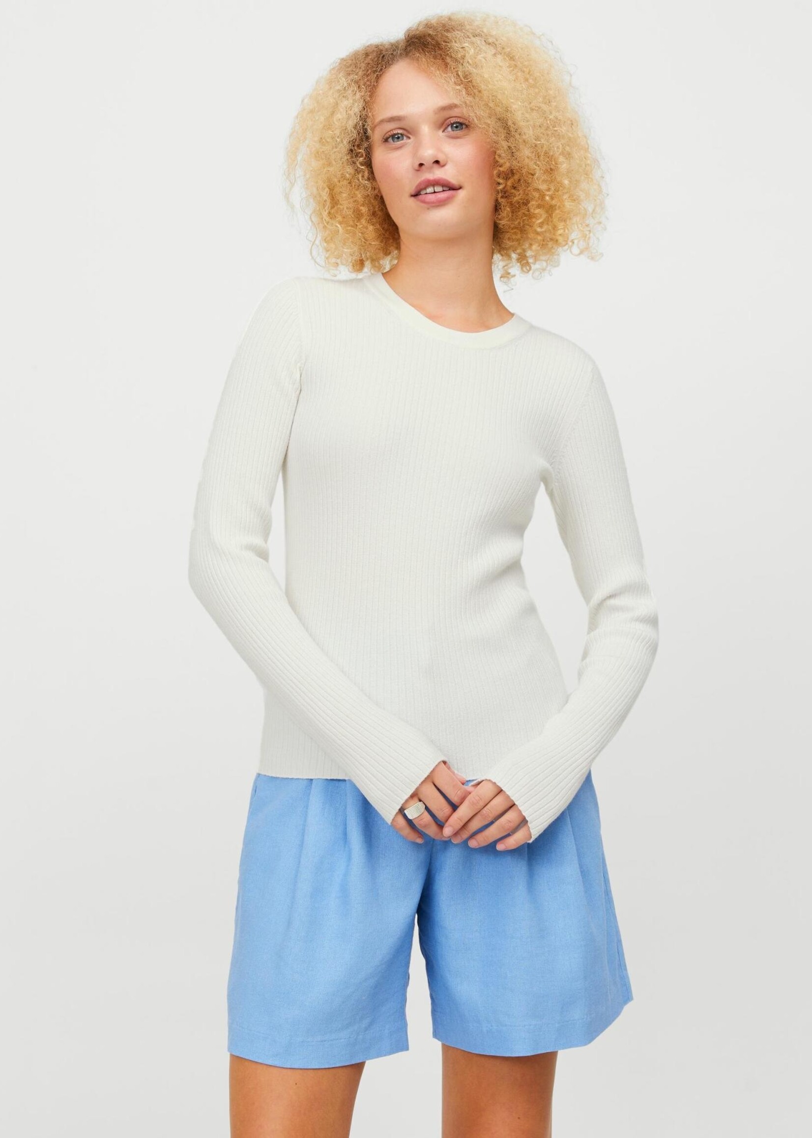 JJXX JXJODI TIGHT CREW NECK KNIT - CLOUD DANCER